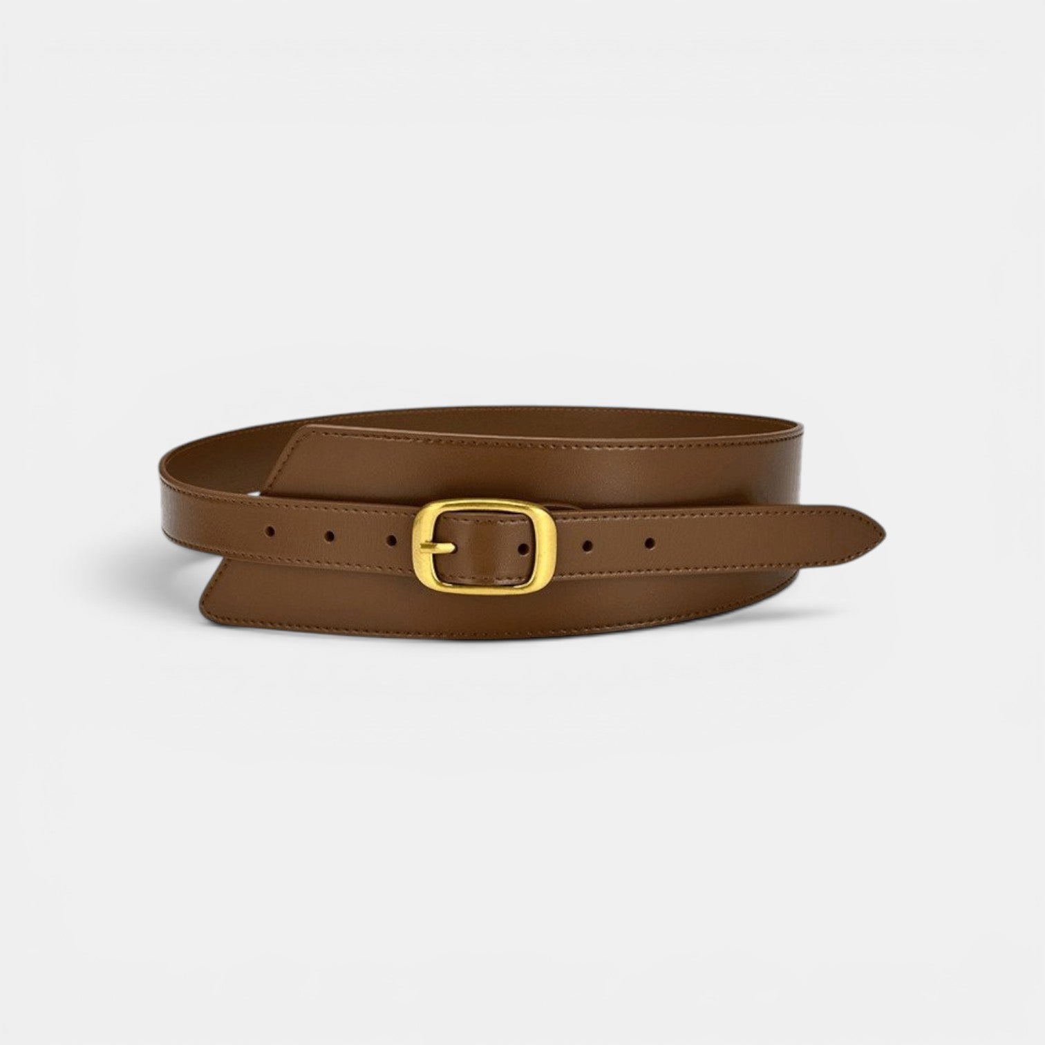 Ceinture Cuir Large Femme Taille Haute Boucle Dorée Marron | Velmara