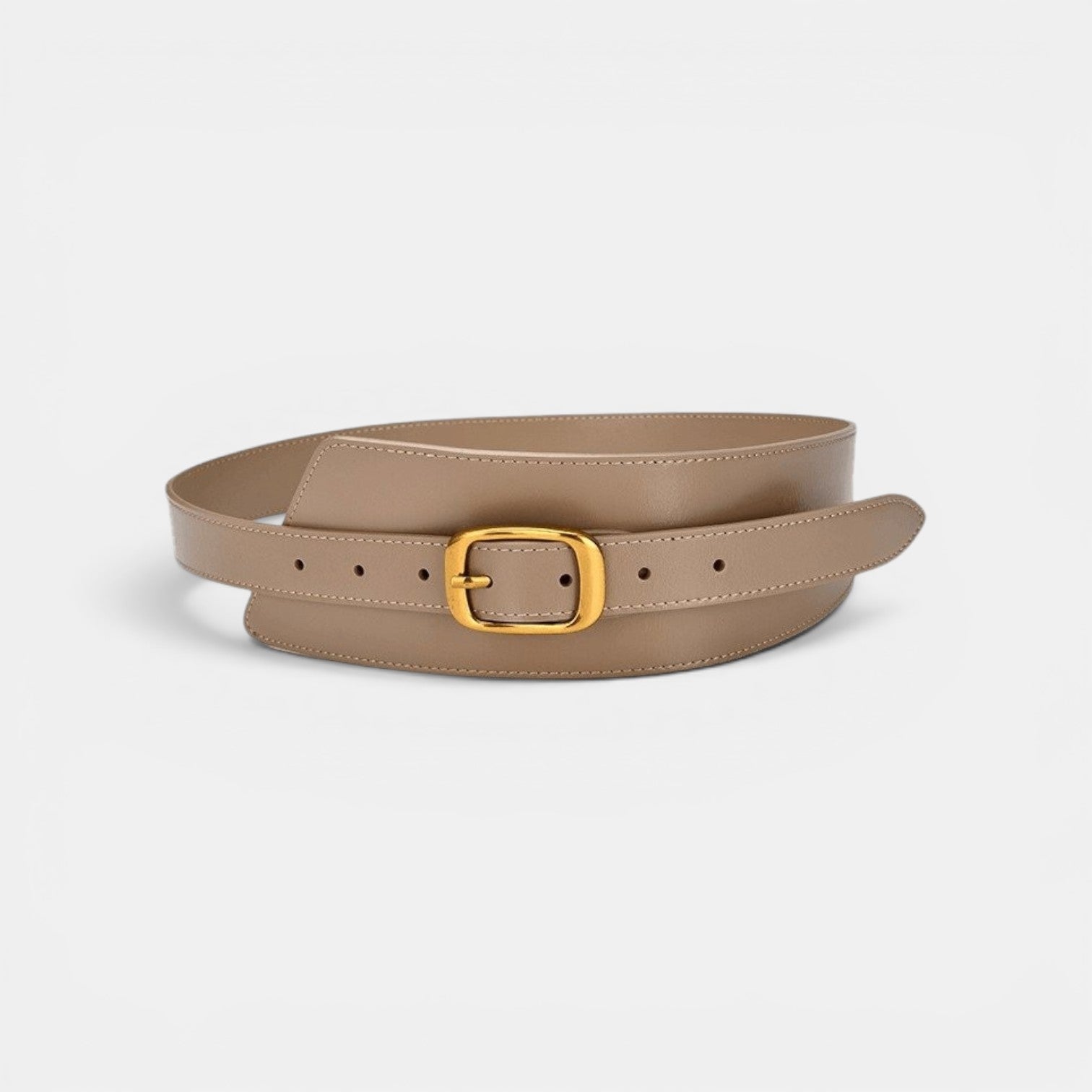 Ceinture Cuir Large Femme Taille Haute Boucle Dorée Marron | Velmara