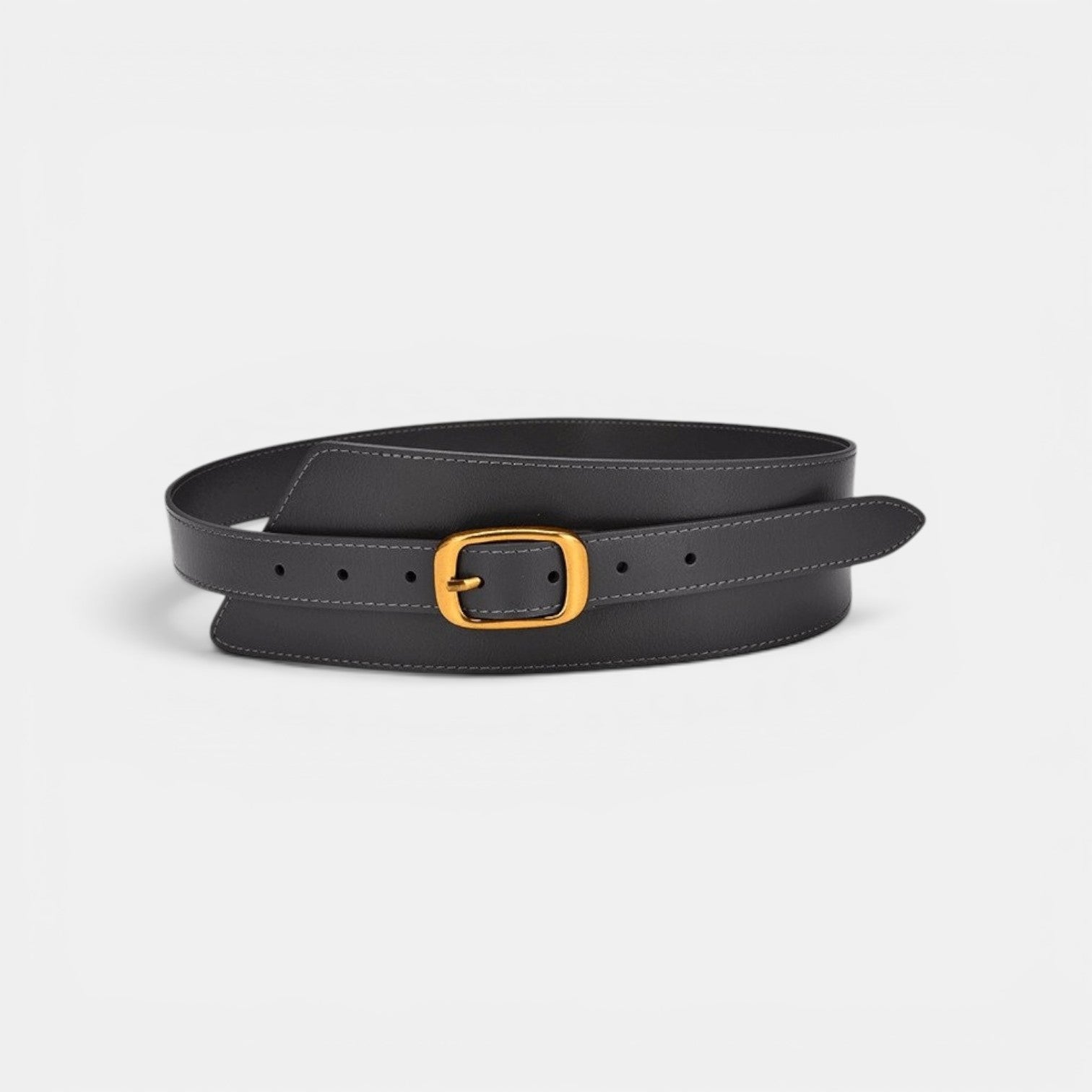 Ceinture Cuir Large Femme Taille Haute Boucle Dorée Marron | Velmara