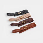 Ceinture Cuir Large Femme Taille Haute Boucle Dorée Marron | Velmara
