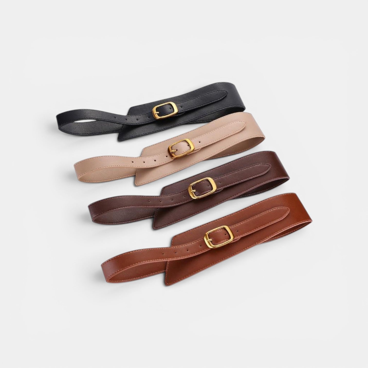 Ceinture Cuir Large Femme Taille Haute Boucle Dorée Marron | Velmara