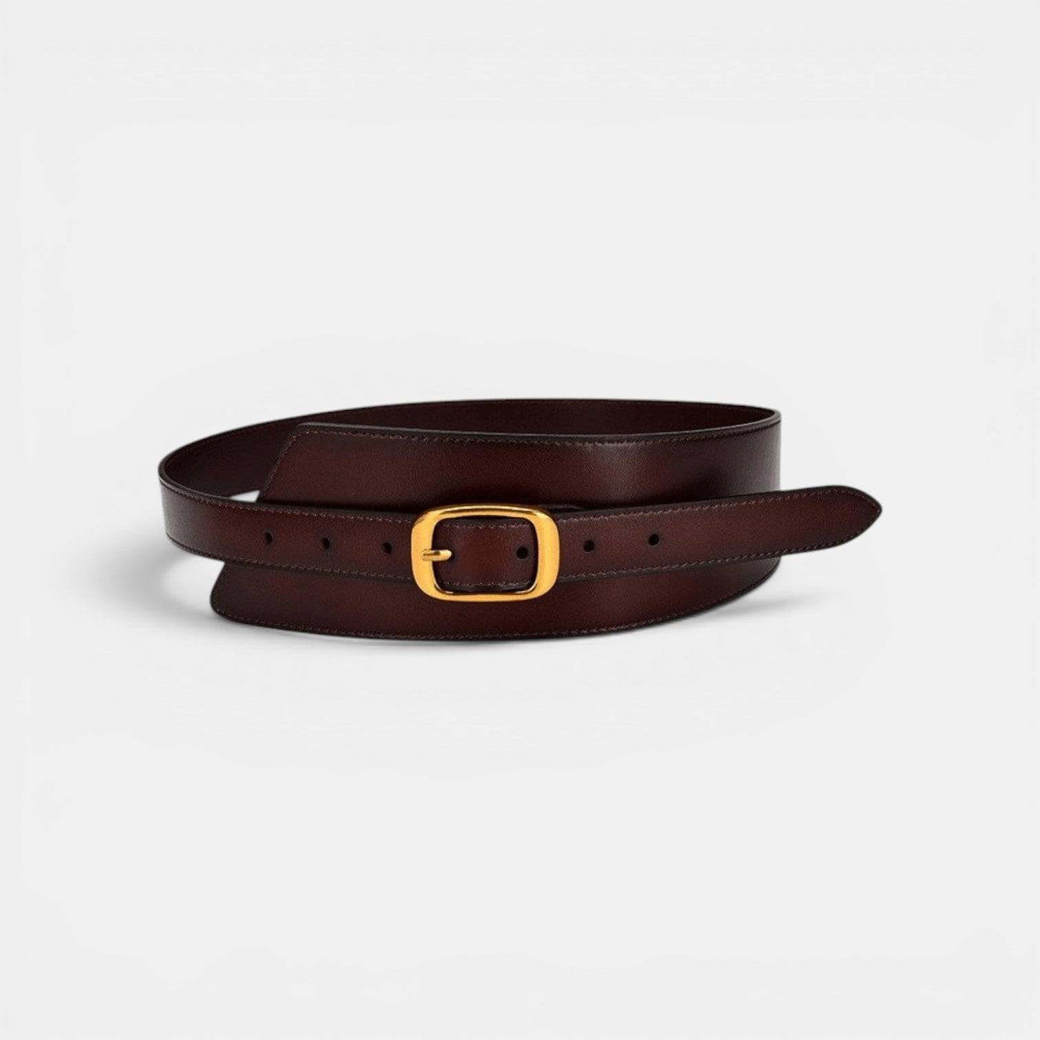 Ceinture Cuir Large Femme Taille Haute Boucle Dorée Marron | Velmara