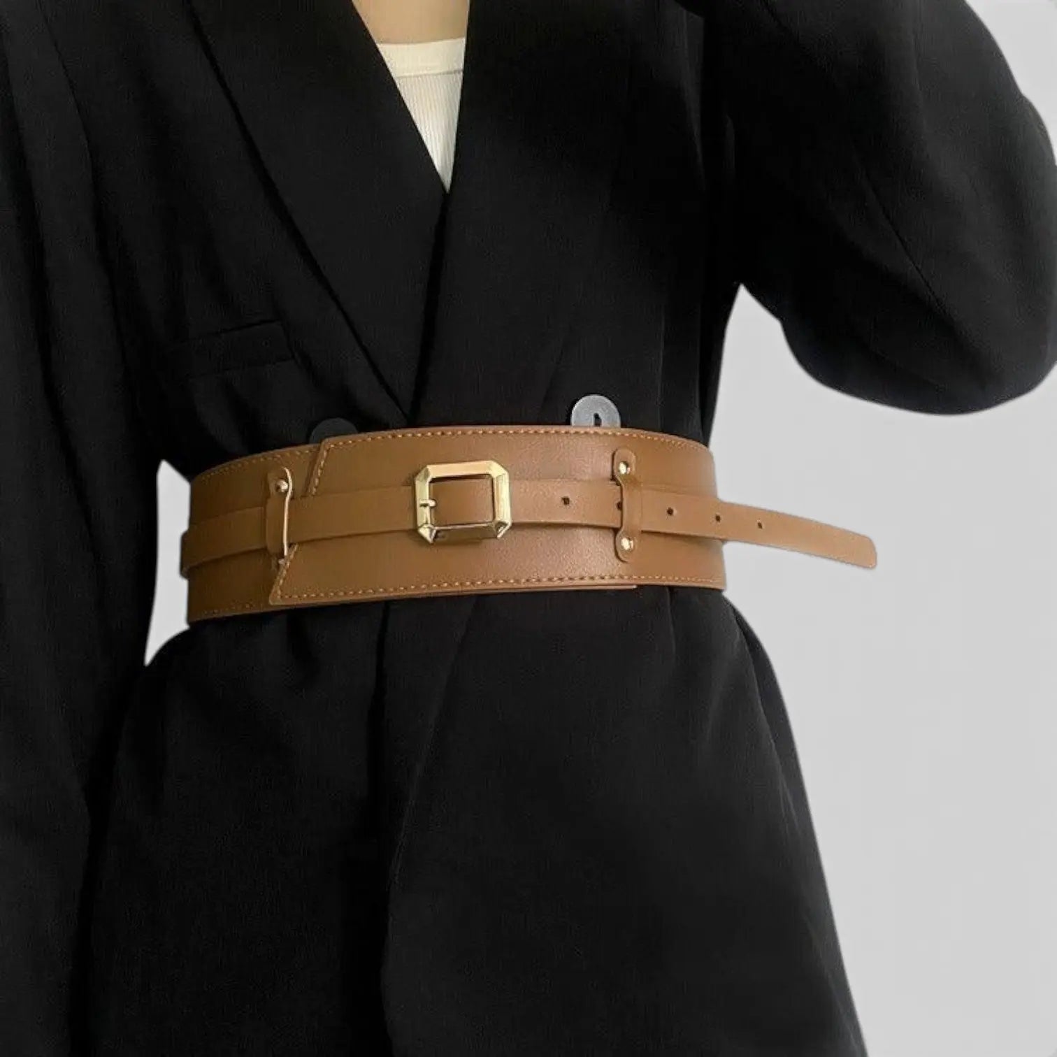 Ceinture Large Simili Cuir Taille Haute Femme Boucle Dorée | Velcor La Maison de la Ceinture