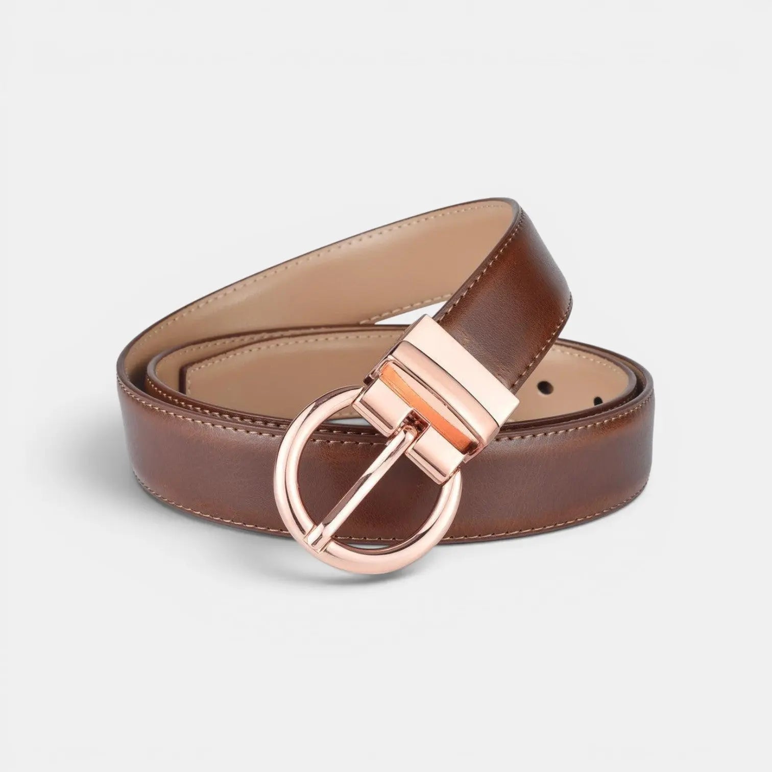 Ceinture Cuir Femme Réversible 2 en 1 Boucle Ronde Or Rosé | Roselvex La Maison de la Ceinture