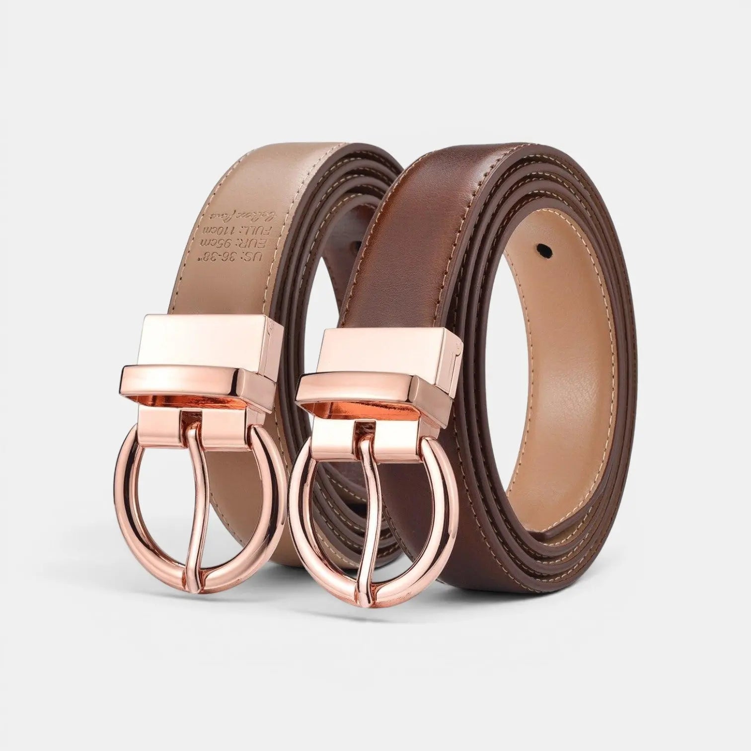 Ceinture Cuir Femme Réversible 2 en 1 Boucle Ronde Or Rosé | Roselvex La Maison de la Ceinture