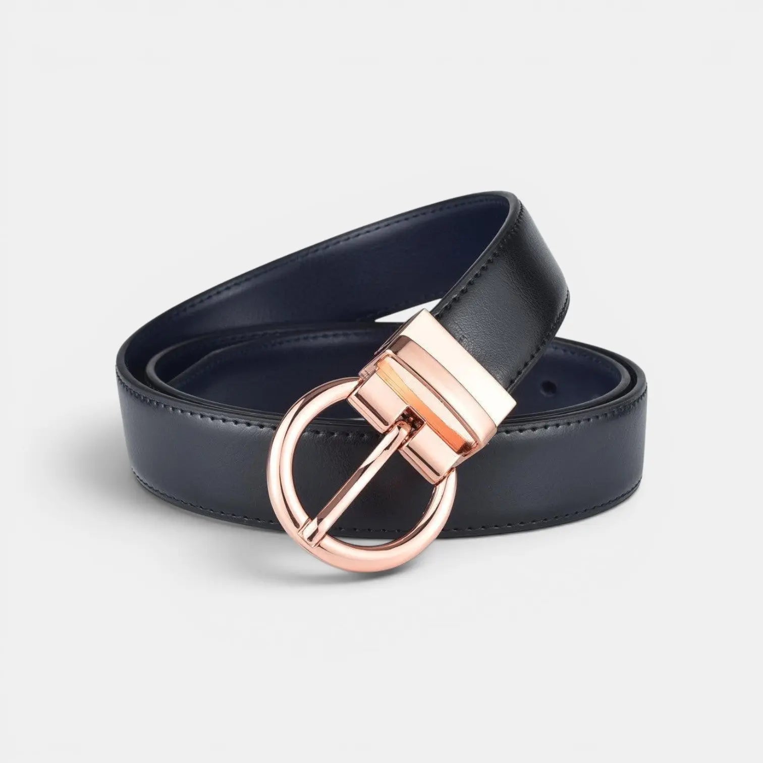 Ceinture Cuir Femme Réversible 2 en 1 Boucle Ronde Or Rosé | Roselvex La Maison de la Ceinture