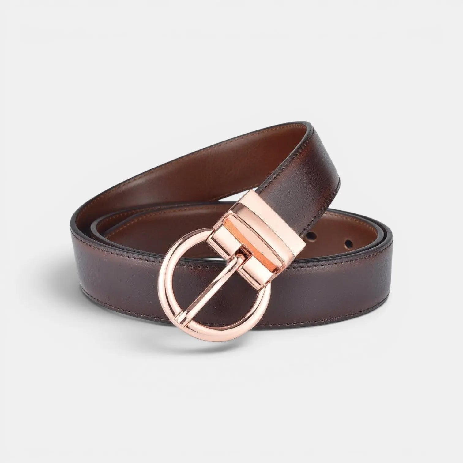 Ceinture Cuir Femme Réversible 2 en 1 Boucle Ronde Or Rosé | Roselvex La Maison de la Ceinture