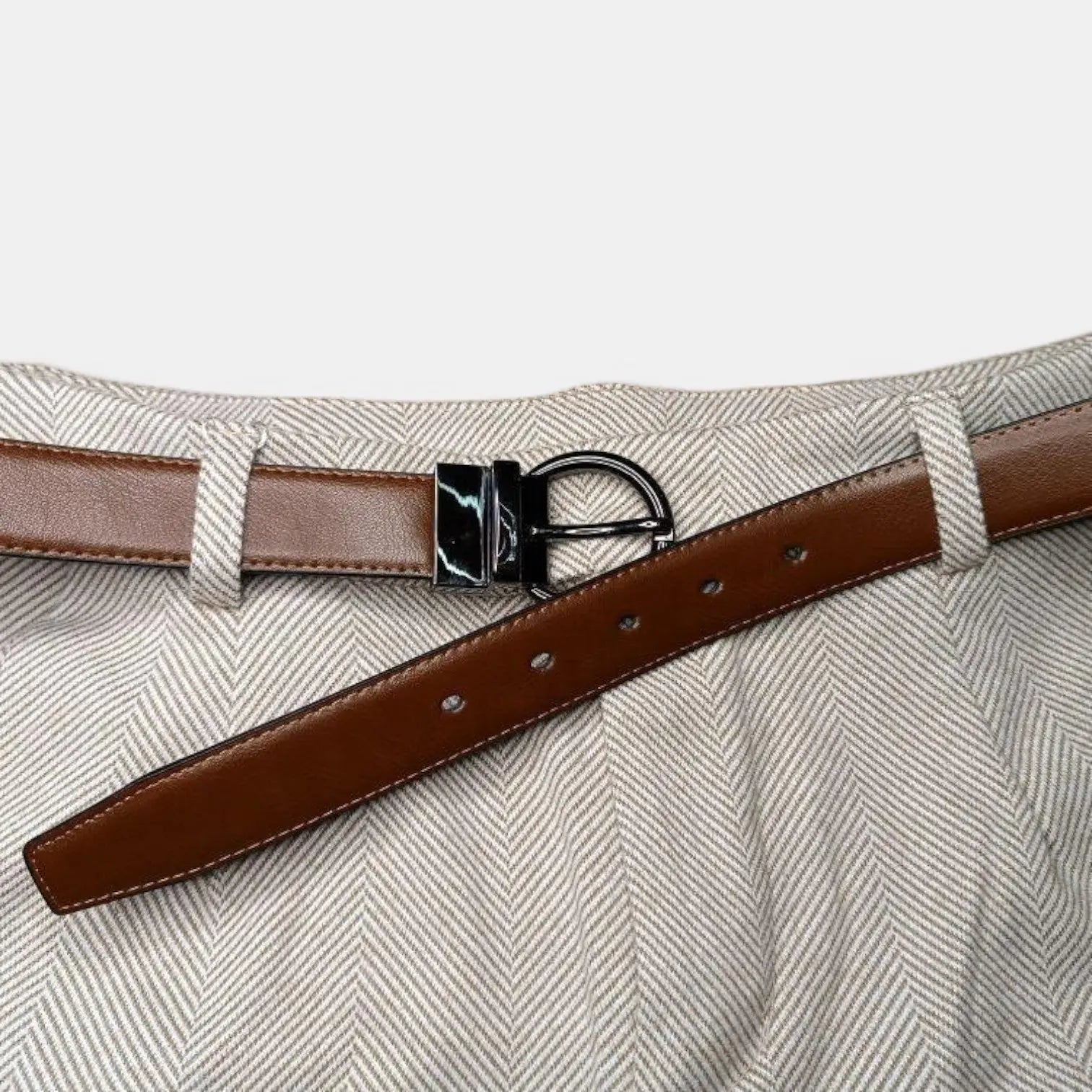 Ceinture Réversible Cuir Lisse 2 en 1 Boucle Ronde Femme | Birvox La Maison de la Ceinture