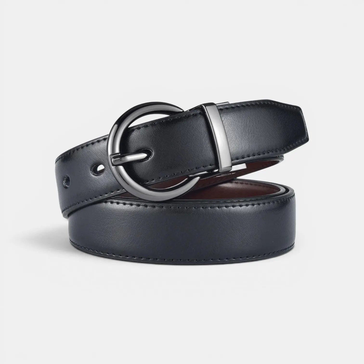 Ceinture Réversible Cuir Lisse 2 en 1 Boucle Ronde Femme | Birvox La Maison de la Ceinture