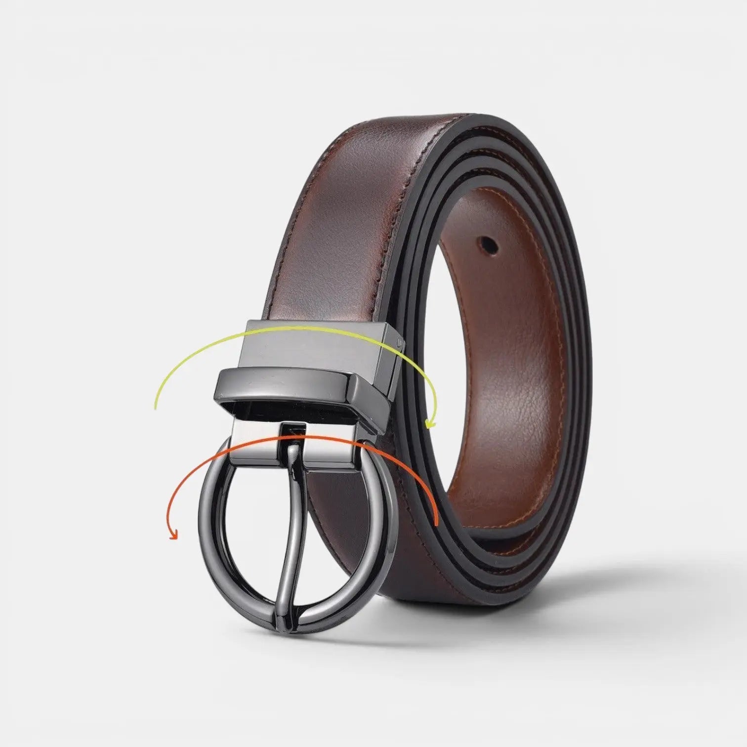 Ceinture Réversible Cuir Lisse 2 en 1 Boucle Ronde Femme | Birvox La Maison de la Ceinture