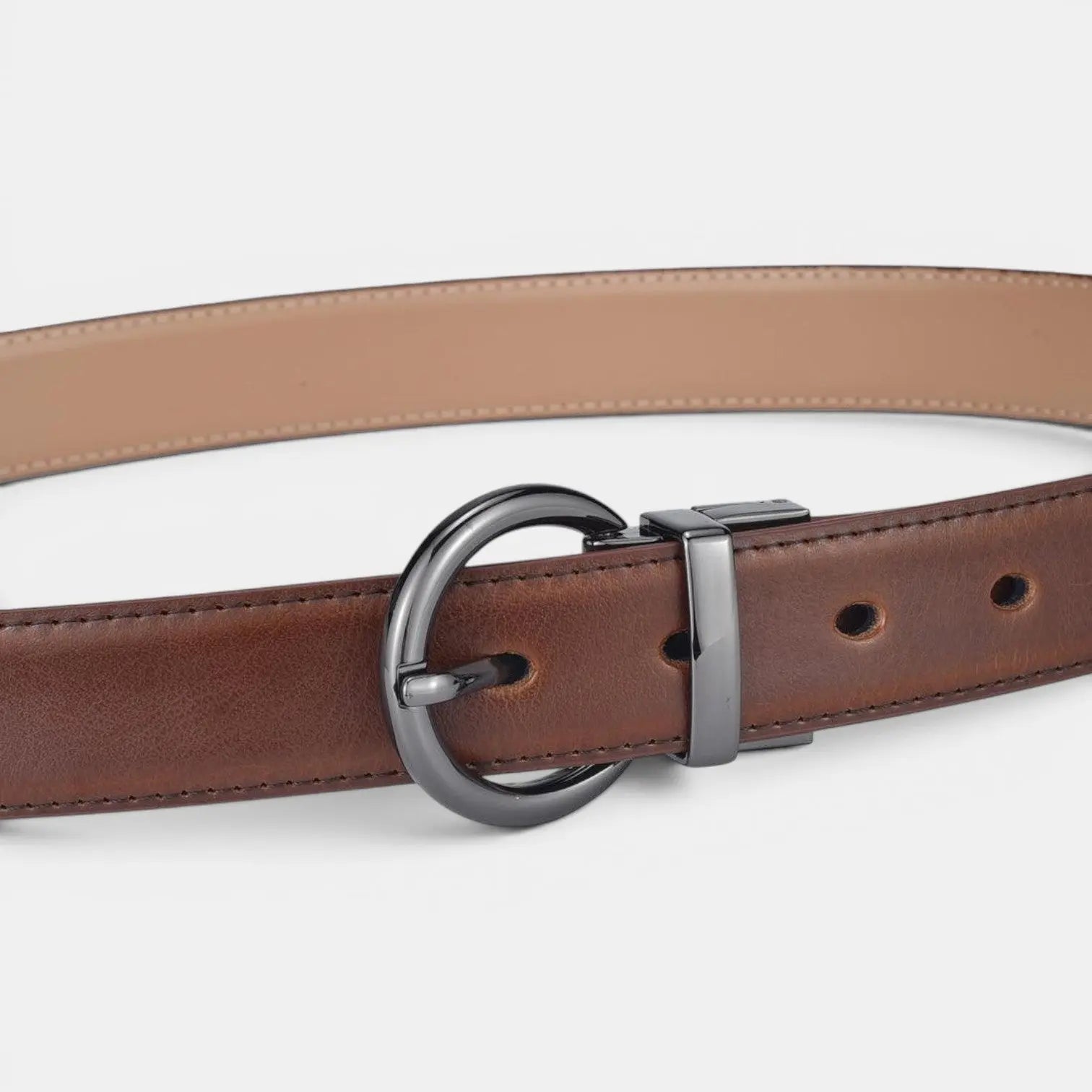 Ceinture Réversible Cuir Lisse 2 en 1 Boucle Ronde Femme | Birvox La Maison de la Ceinture