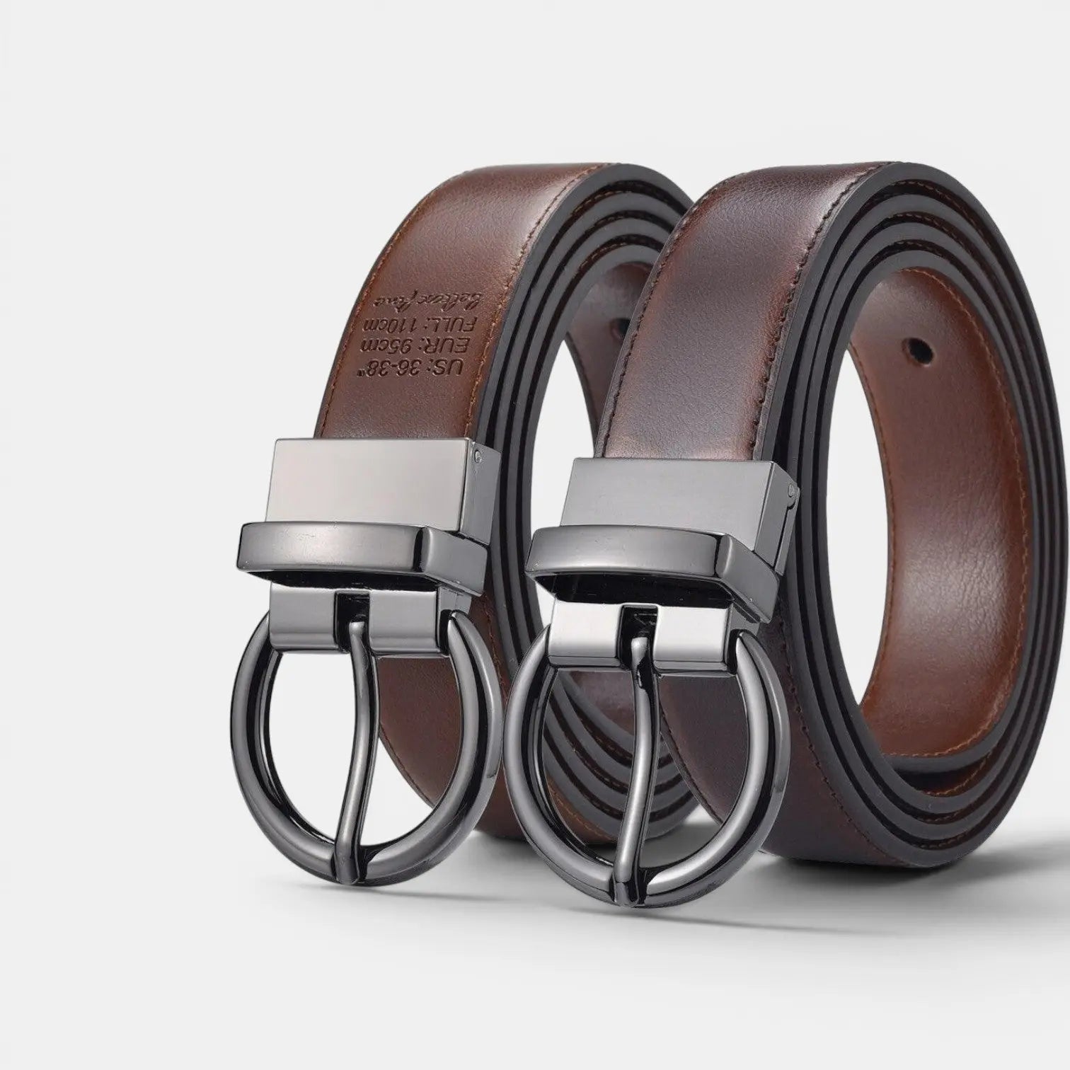 Ceinture Réversible Cuir Lisse 2 en 1 Boucle Ronde Femme | Birvox La Maison de la Ceinture