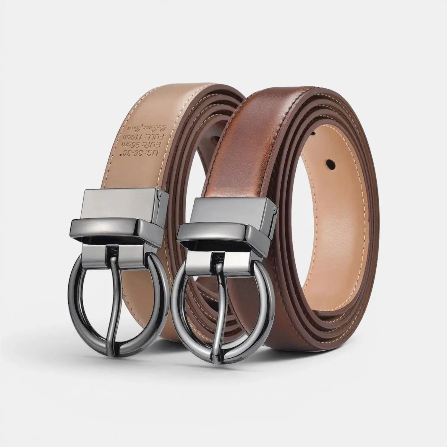 Ceinture Réversible Cuir Lisse 2 en 1 Boucle Ronde Femme | Birvox La Maison de la Ceinture
