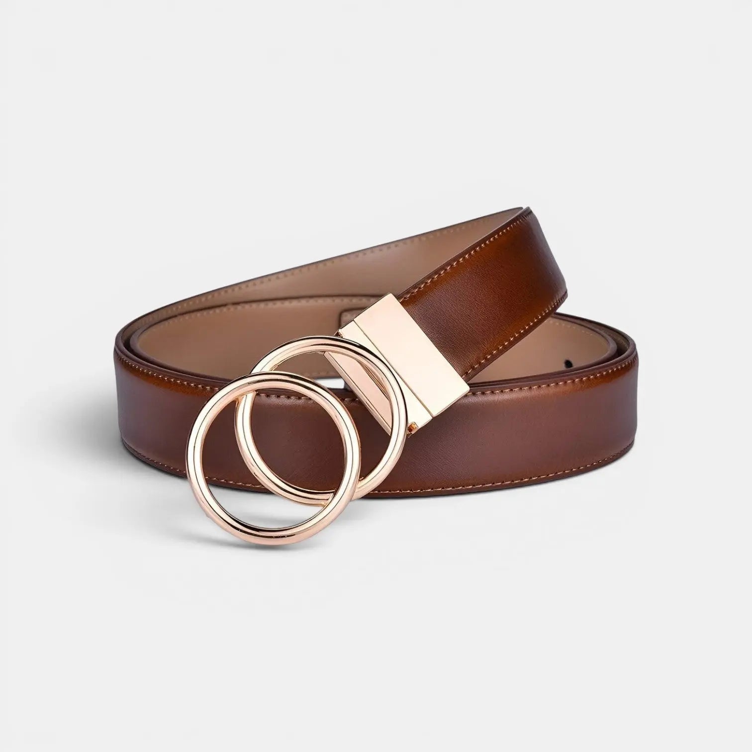 Ceinture Cuir Lisse Réversible 2 en 1 Boucle Dorée Femme | Velorn La Maison de la Ceinture