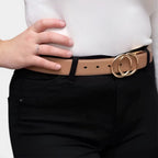 Ceinture Cuir Lisse Réversible 2 en 1 Boucle Dorée Femme | Velorn La Maison de la Ceinture