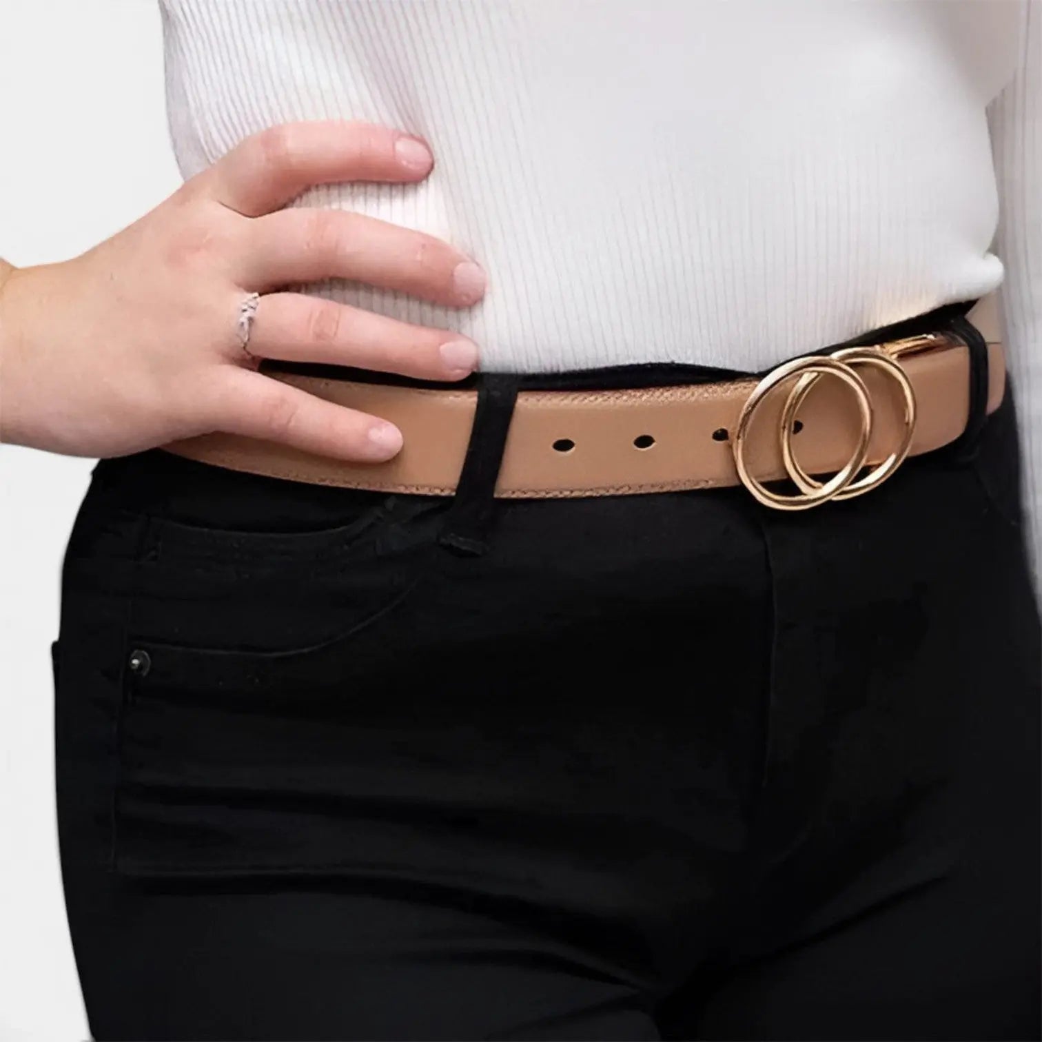 Ceinture Cuir Lisse Réversible 2 en 1 Boucle Dorée Femme | Velorn La Maison de la Ceinture