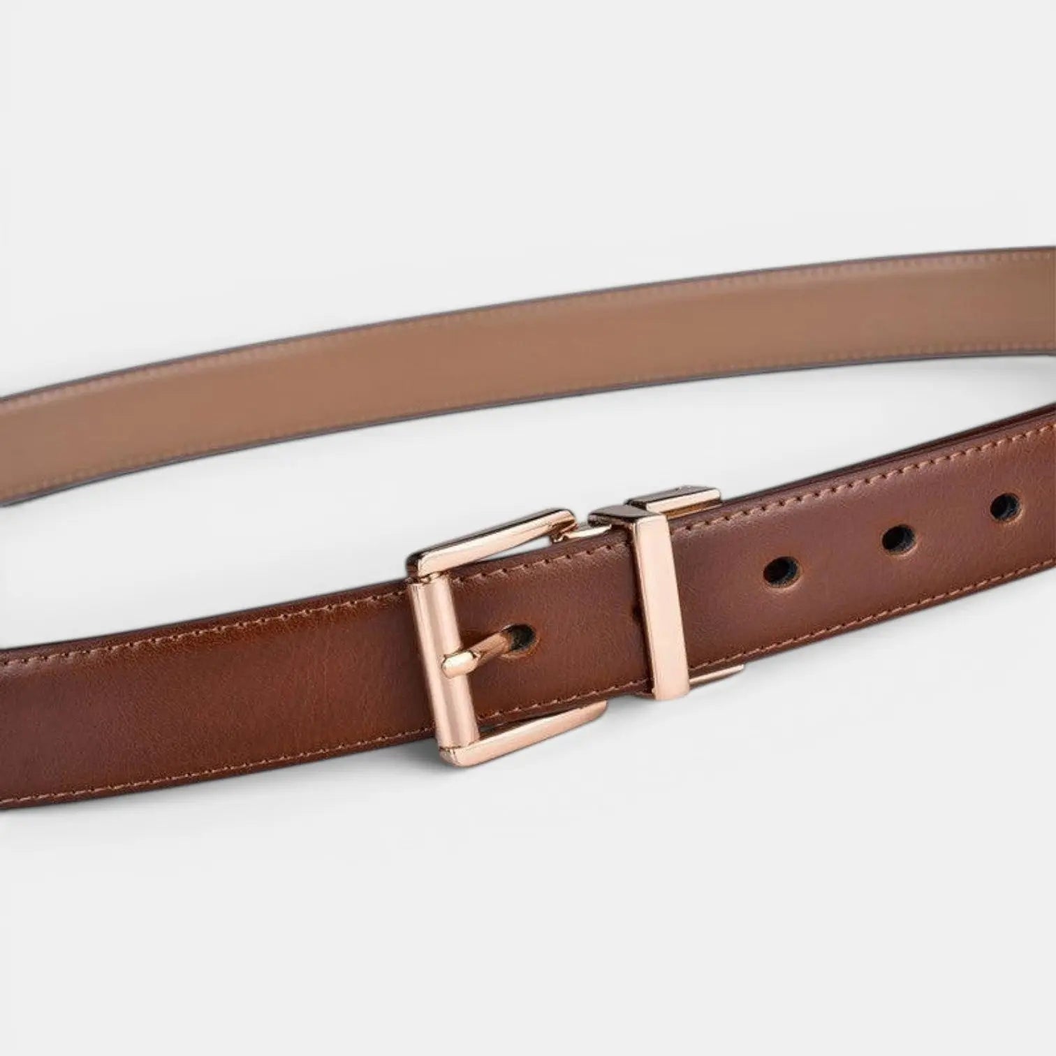 Ceinture Cuir Femme Réversible 2 en 1 Boucle Rectangulaire Dorée | Dorelvex La Maison de la Ceinture