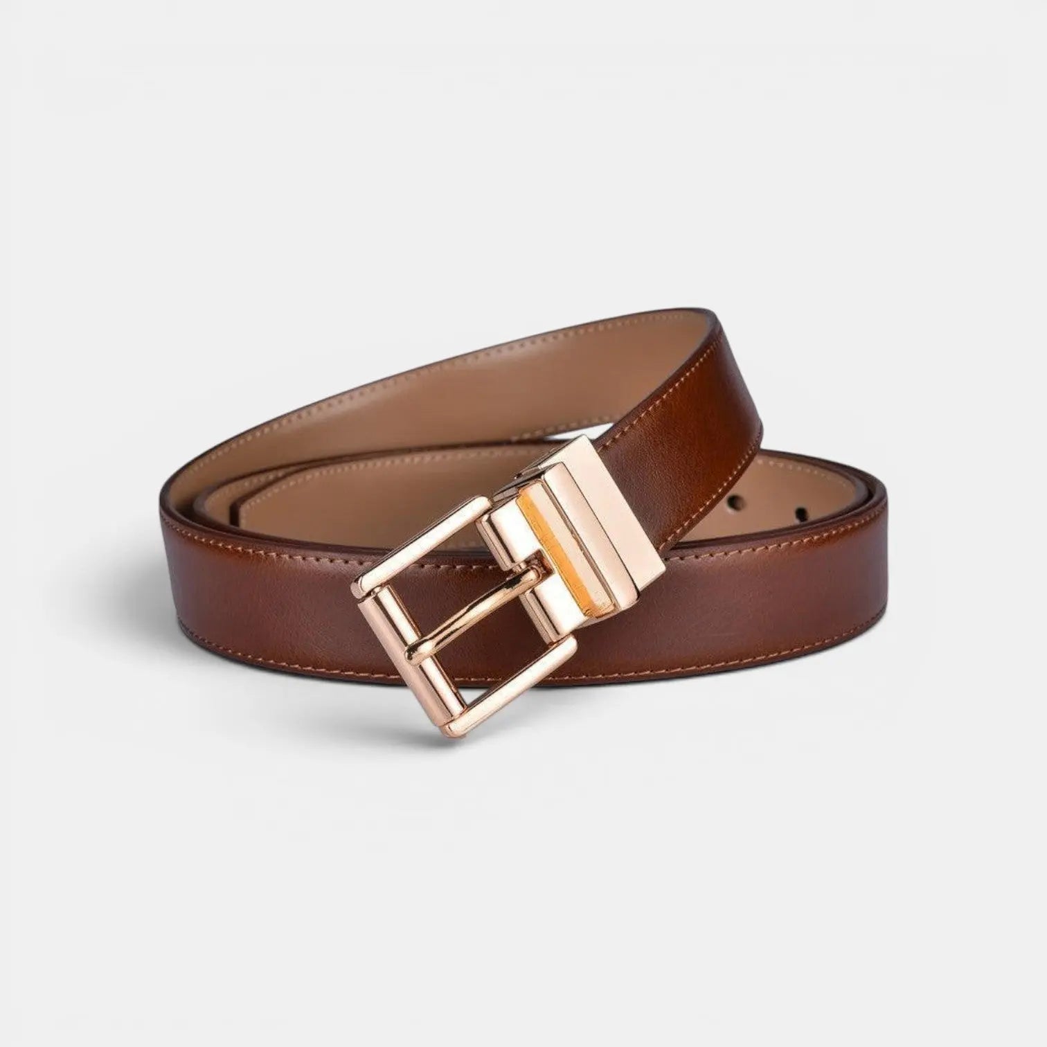 Ceinture Cuir Femme Réversible 2 en 1 Boucle Rectangulaire Dorée | Dorelvex La Maison de la Ceinture