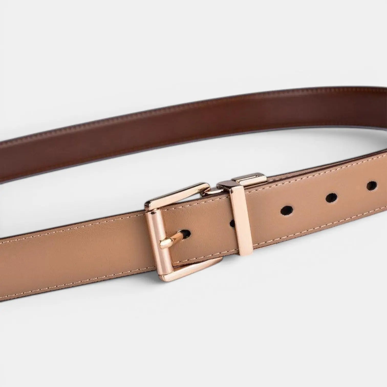 Ceinture Cuir Femme Réversible 2 en 1 Boucle Rectangulaire Dorée | Dorelvex La Maison de la Ceinture