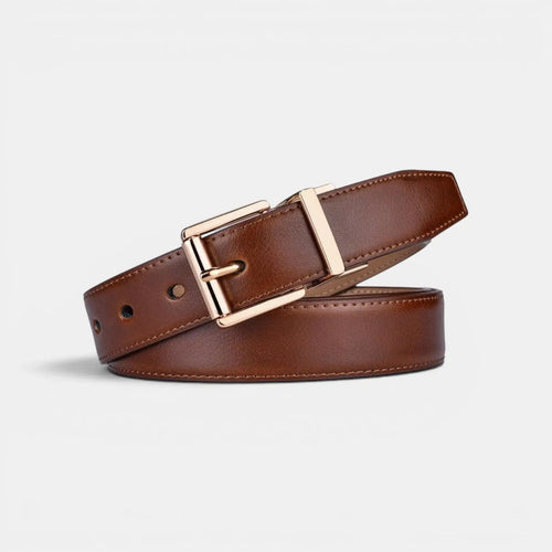 Ceinture Cuir Femme Réversible 2 en 1 Boucle Rectangulaire Dorée | Dorelvex La Maison de la Ceinture