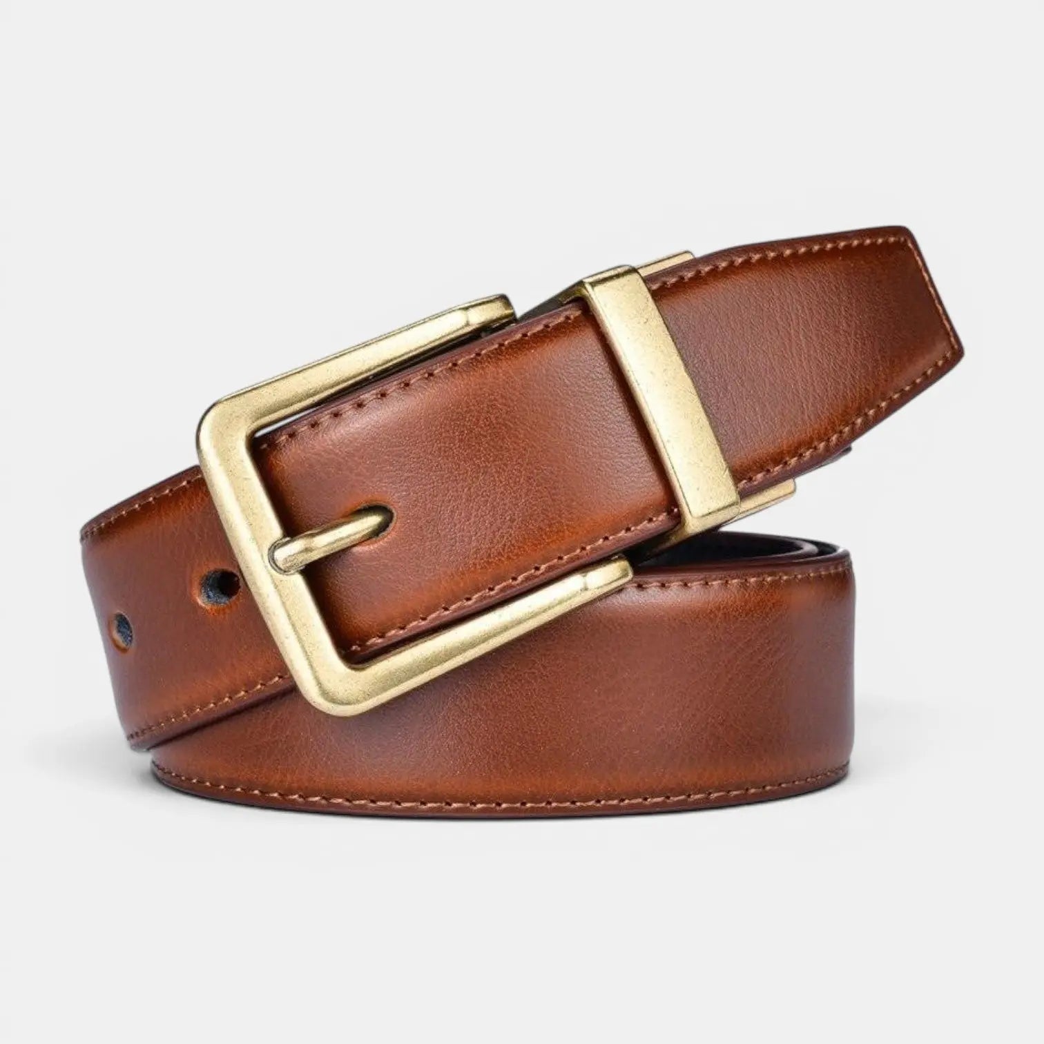 Ceinture Cuir Lisse Réversible 2 en 1 Homme Boucle Dorée | Bivorn La Maison de la Ceinture