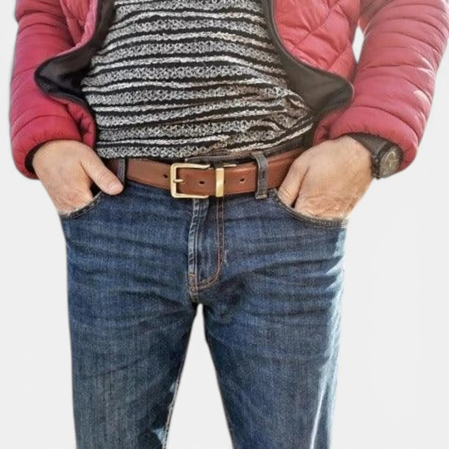Ceinture Cuir Lisse Réversible 2 en 1 Homme Boucle Dorée | Bivorn La Maison de la Ceinture