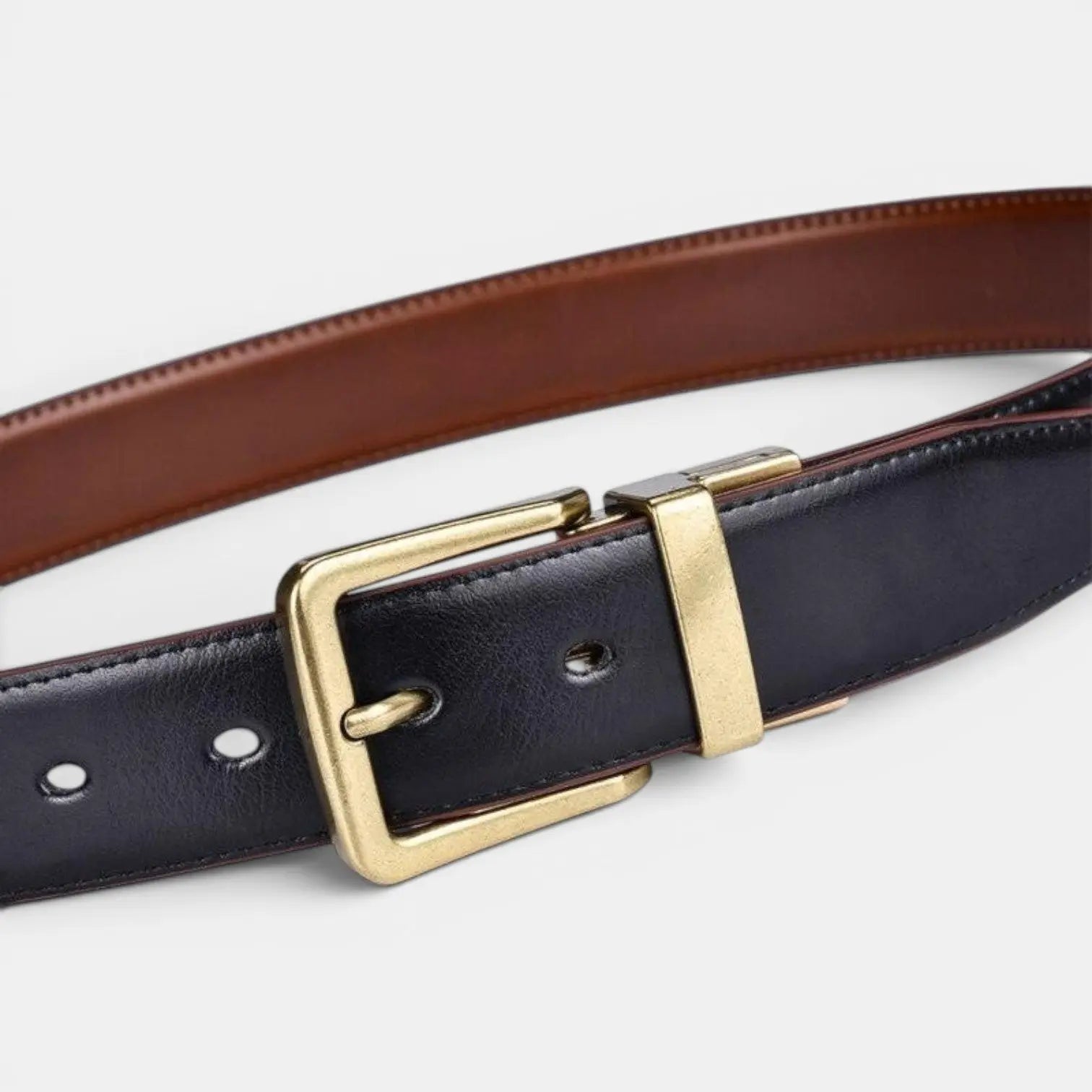 Ceinture Cuir Lisse Réversible 2 en 1 Homme Boucle Dorée | Bivorn La Maison de la Ceinture