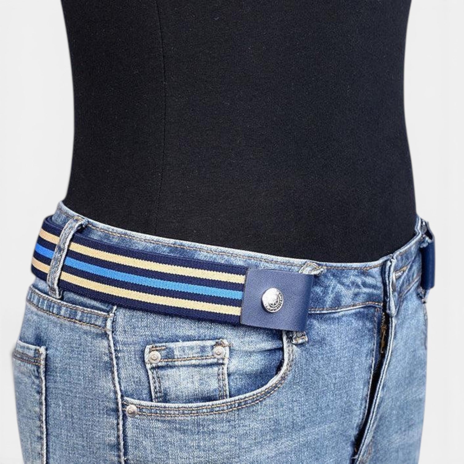 Ceinture Tissu Élastique Sans Boucle Femme Bleu Marine | Kelvana