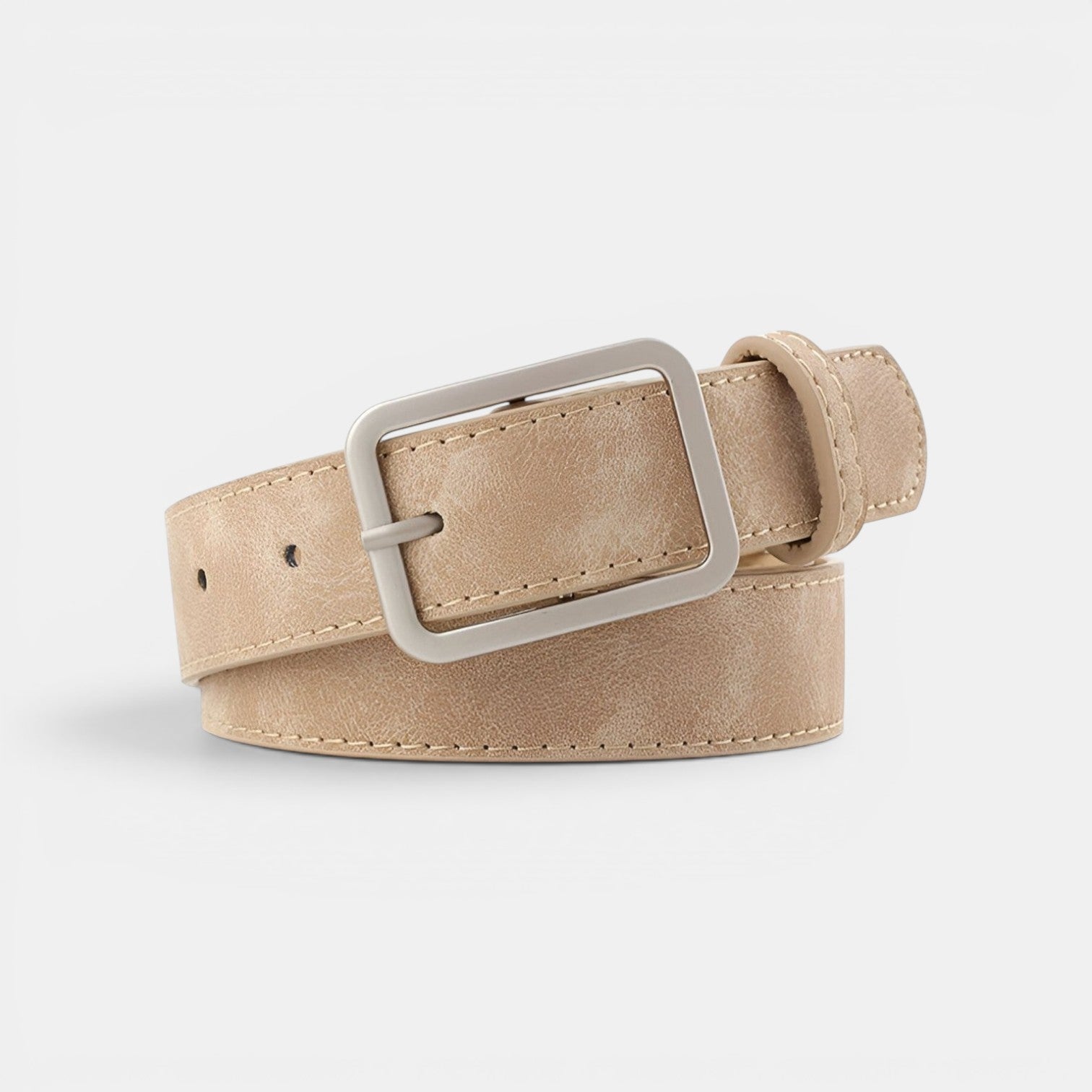 Ceinture Simili Cuir Femme Boucle Rectangulaire Beige | Norvyx