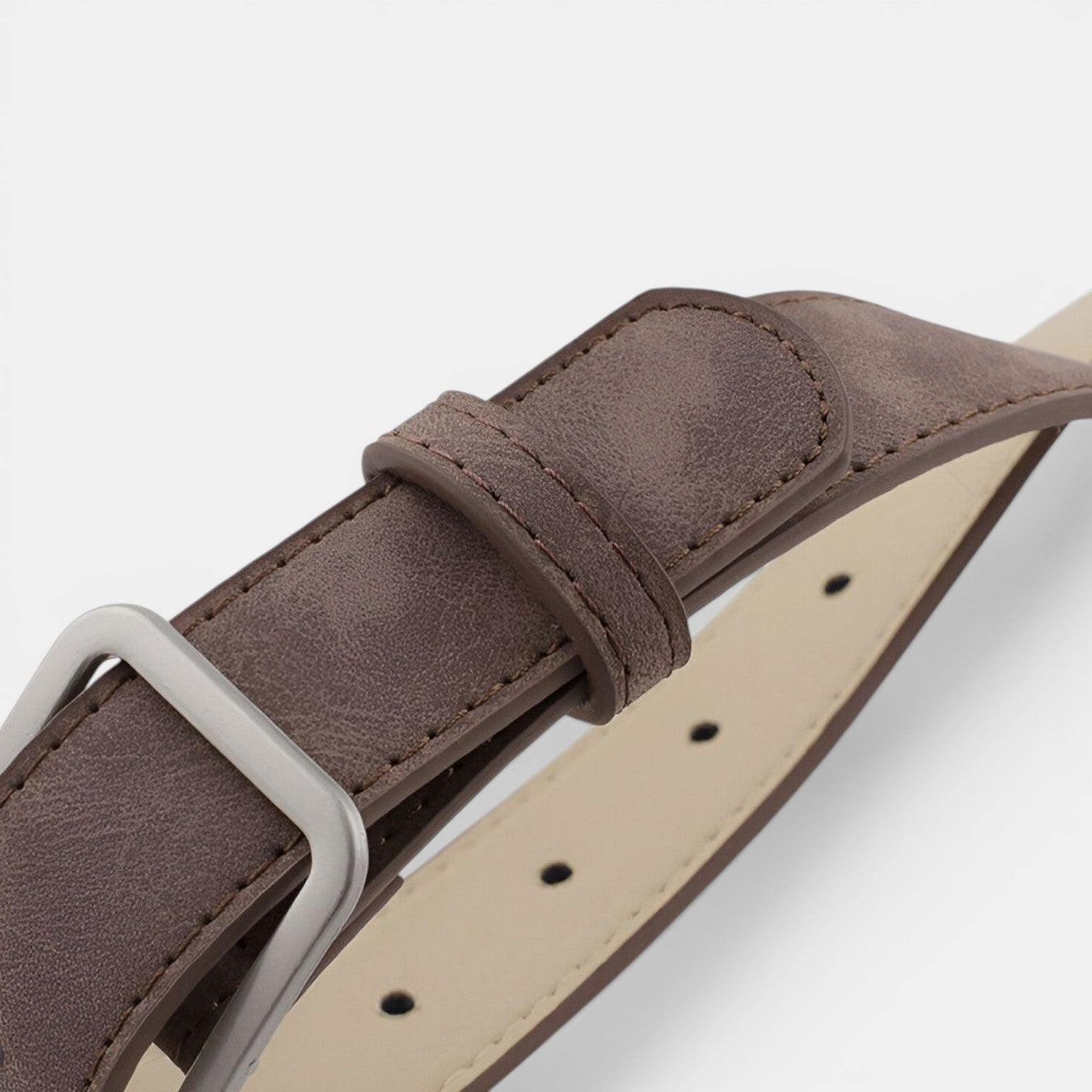 Ceinture Simili Cuir Femme Boucle Rectangulaire Beige | Norvyx