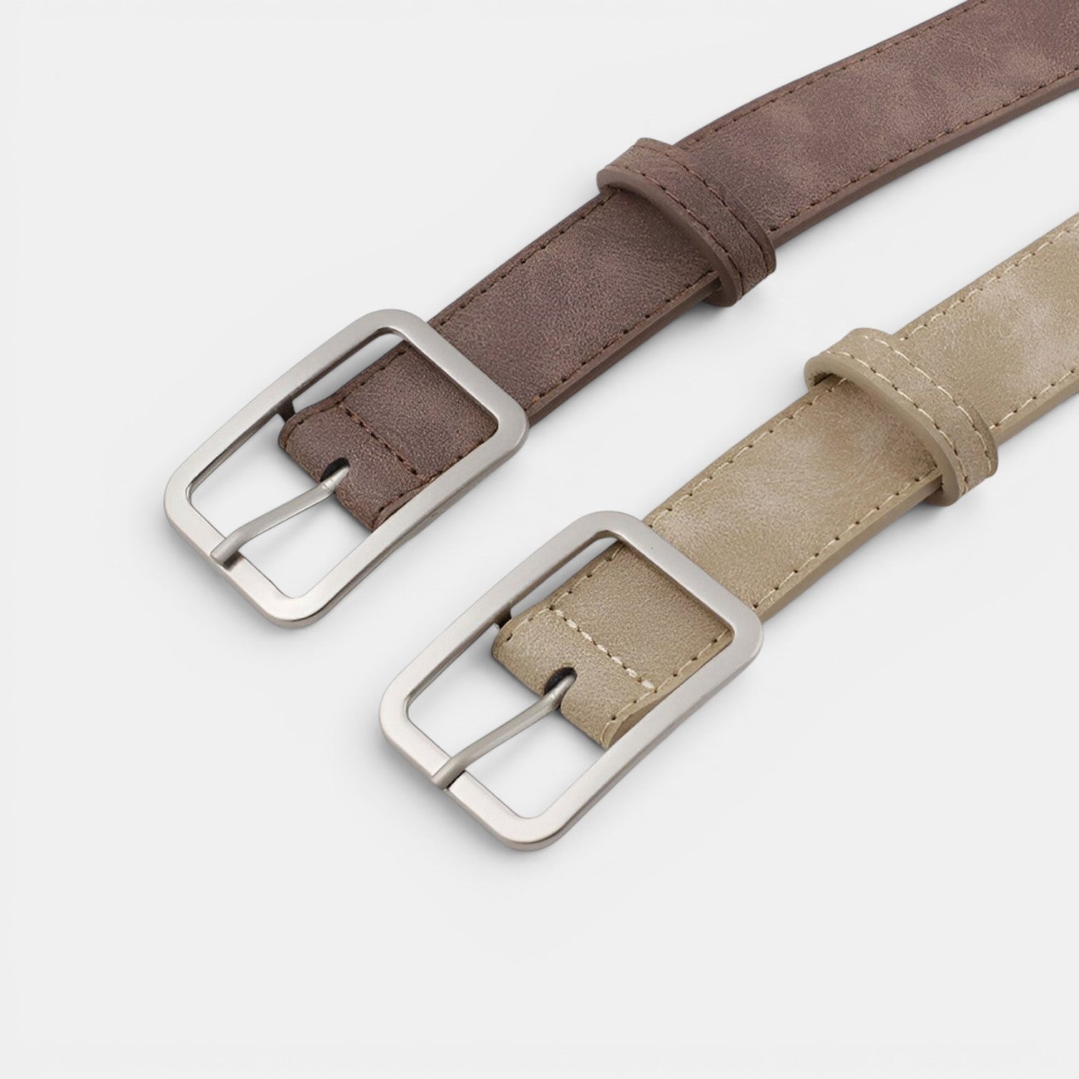 Ceinture Simili Cuir Femme Boucle Rectangulaire Beige | Norvyx