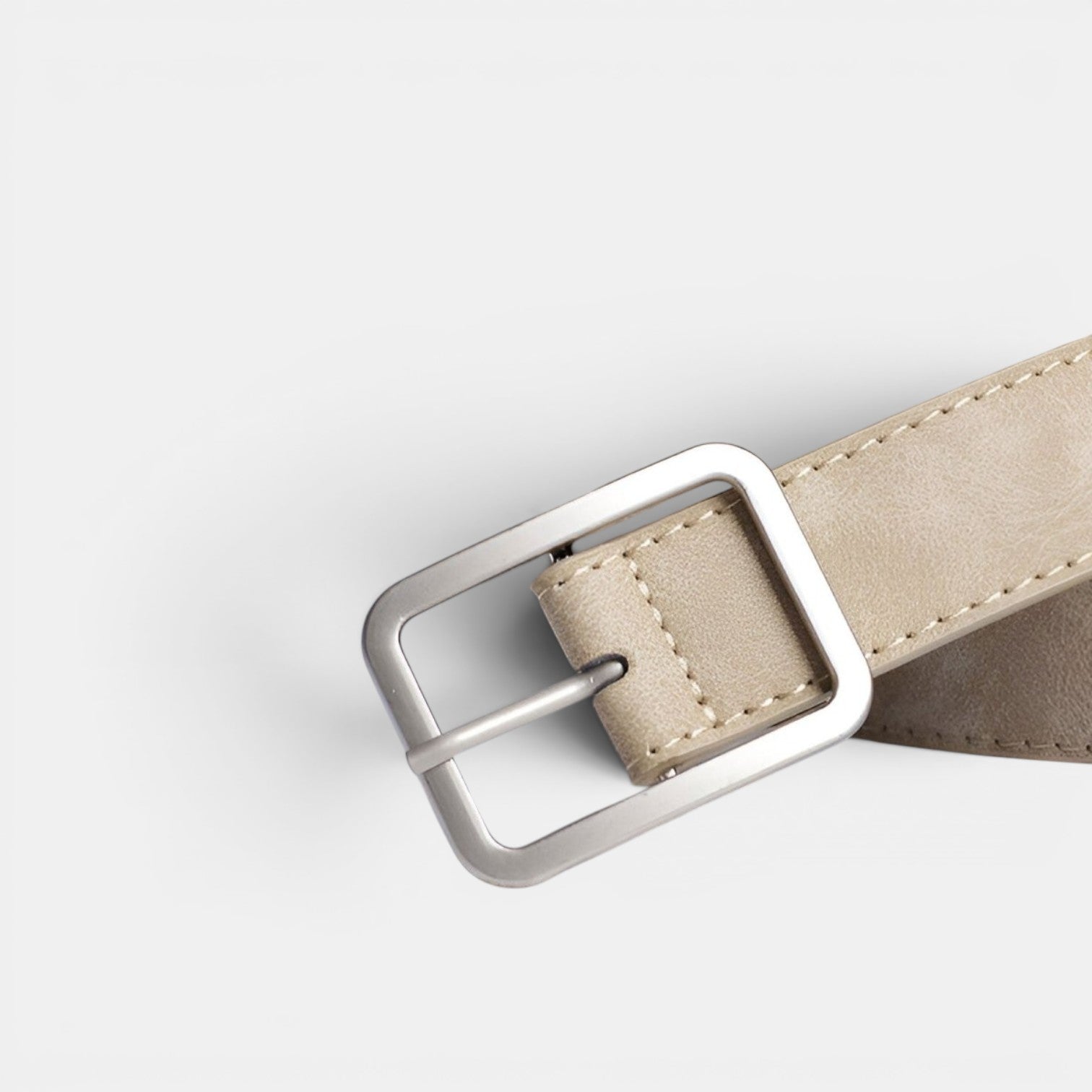 Ceinture Simili Cuir Femme Boucle Rectangulaire Beige | Norvyx