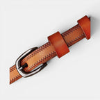 Ceinture Fine Cuir Lisse Femme Chevrons Boucle Laiton | Trinox La Maison de la Ceinture
