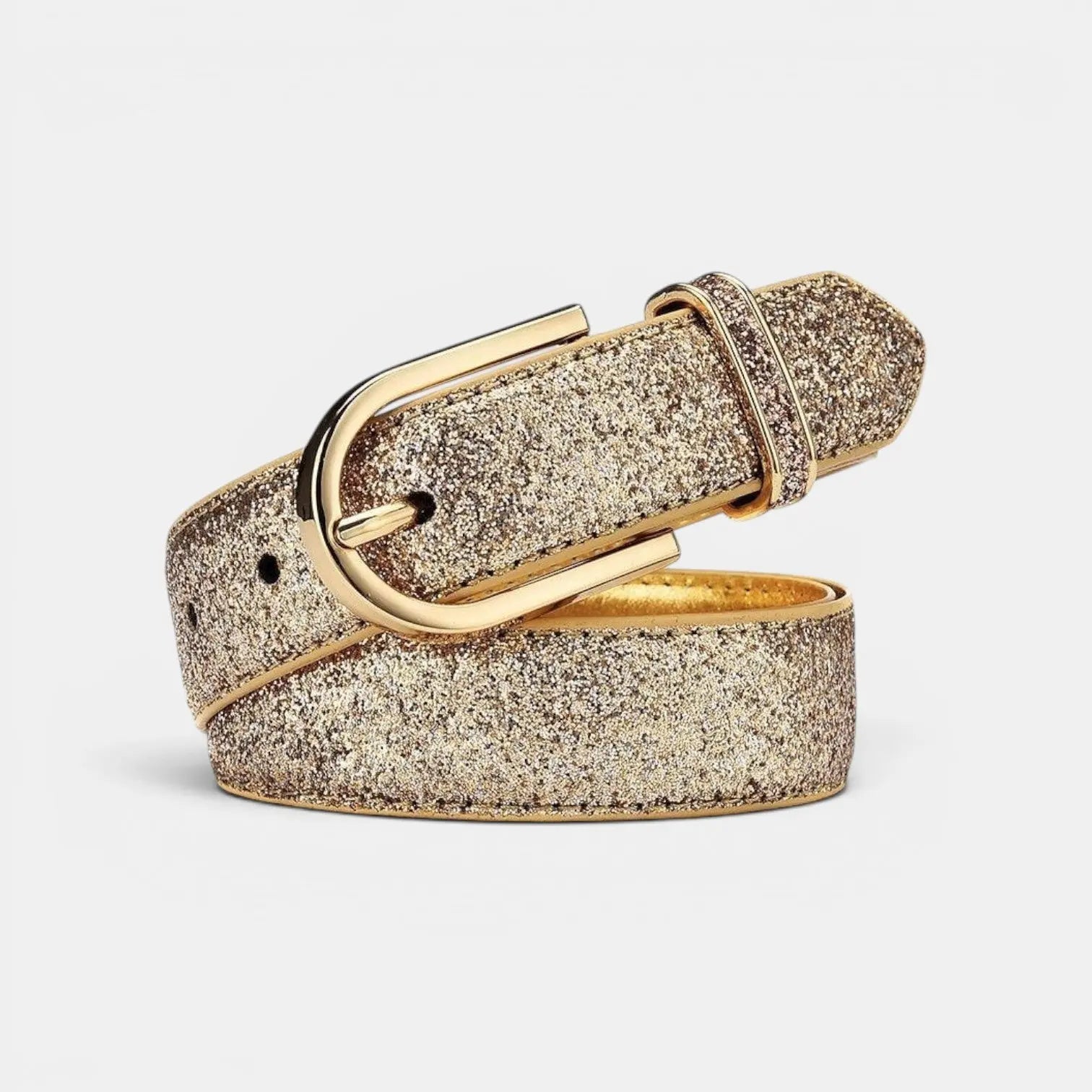 Ceinture Simili Vegan Femme Pailletée Boucle Ardillon Dorée | Pailex La Maison de la Ceinture