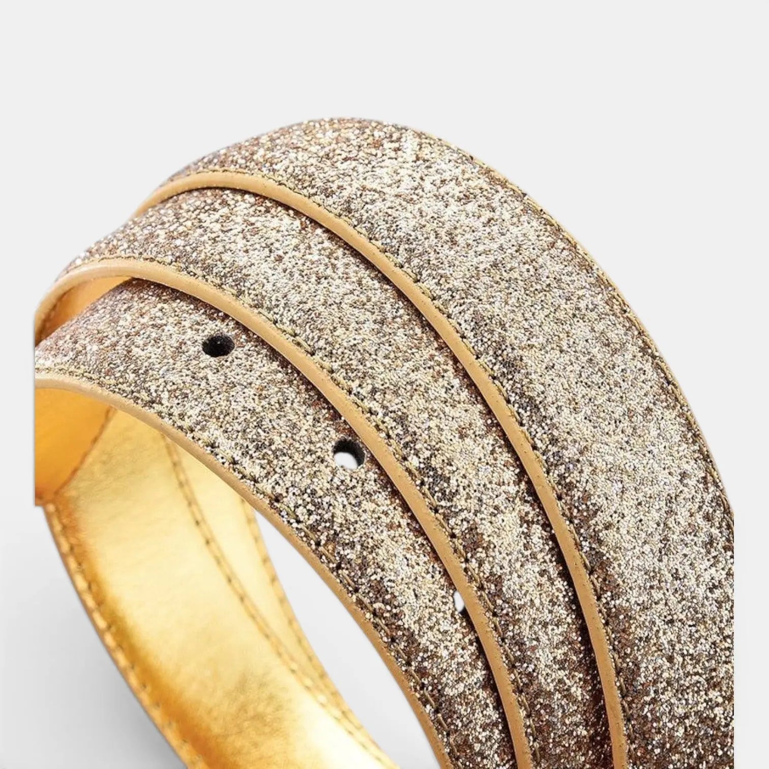 Ceinture Simili Vegan Femme Pailletée Boucle Ardillon Dorée | Pailex La Maison de la Ceinture