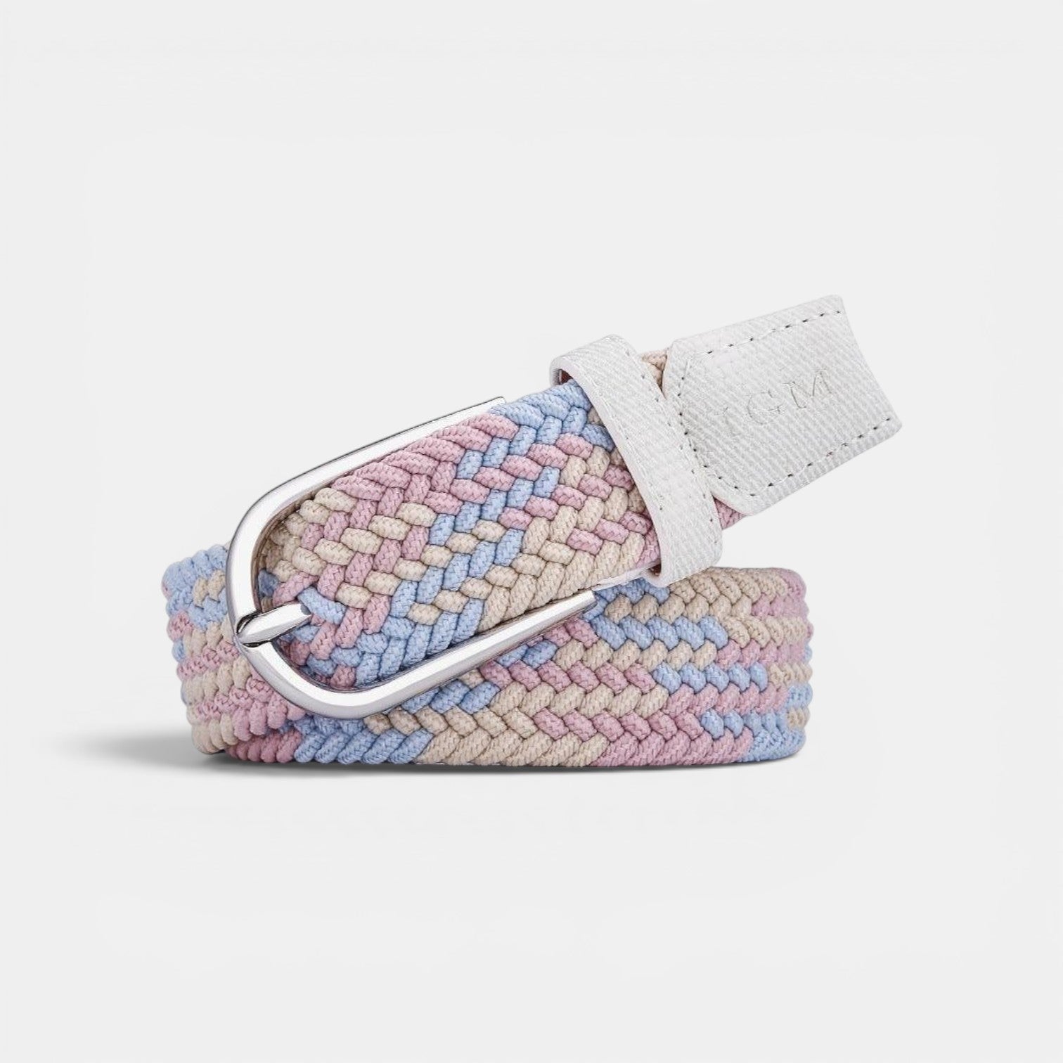 Ceinture Tressée Élastique Femme Boucle Arrondie Rose | Nolvira