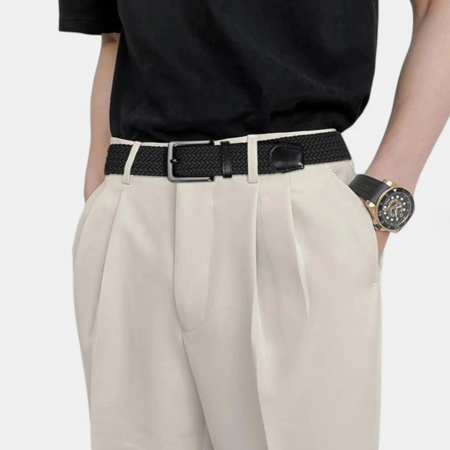 Ceinture Tressée Élastique Homme Bicolore Ardillon | Keltav La Maison de la Ceinture