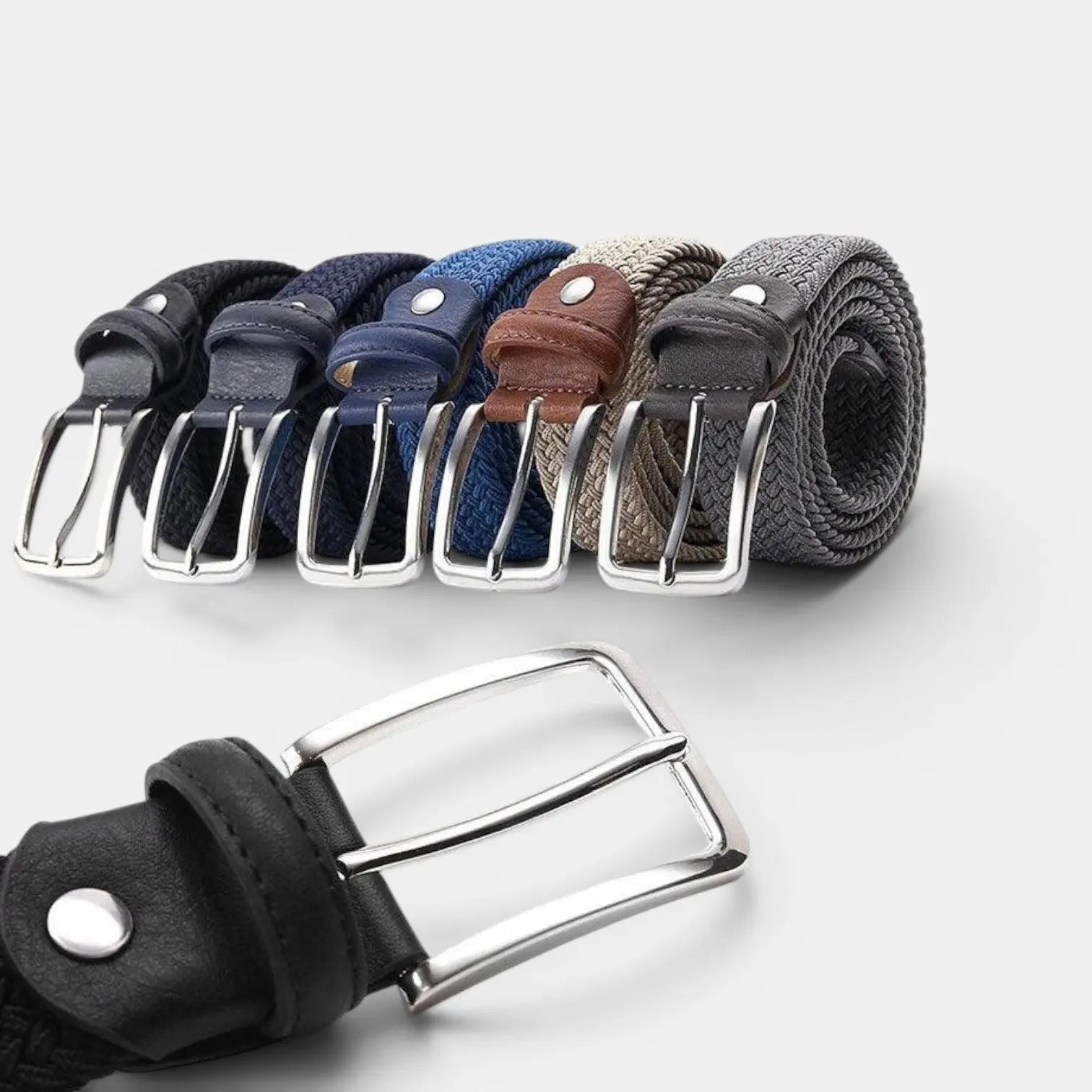 Ceinture Tressée Tissu Élastique Homme Sans Trou Ardillon | Eltico La Maison de la Ceinture