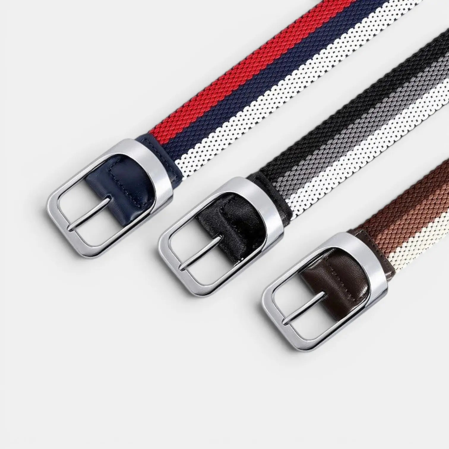 Ceinture Tressée Élastique Homme Bicolore Boucle Arrondie | Telvox La Maison de la Ceinture