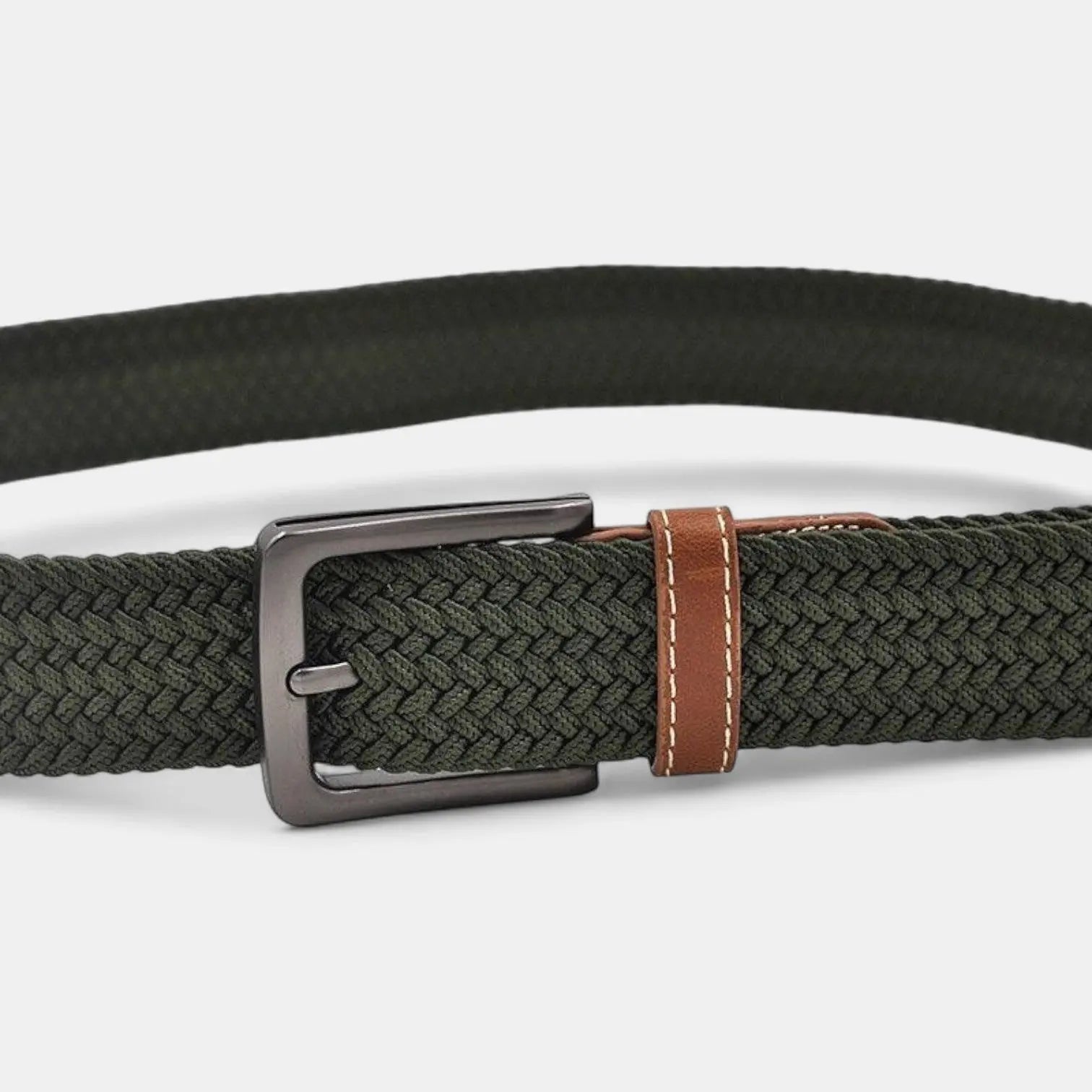 Ceinture Tressée Tissu Élastique Grande Taille Homme Kaki | Elkav La Maison de la Ceinture