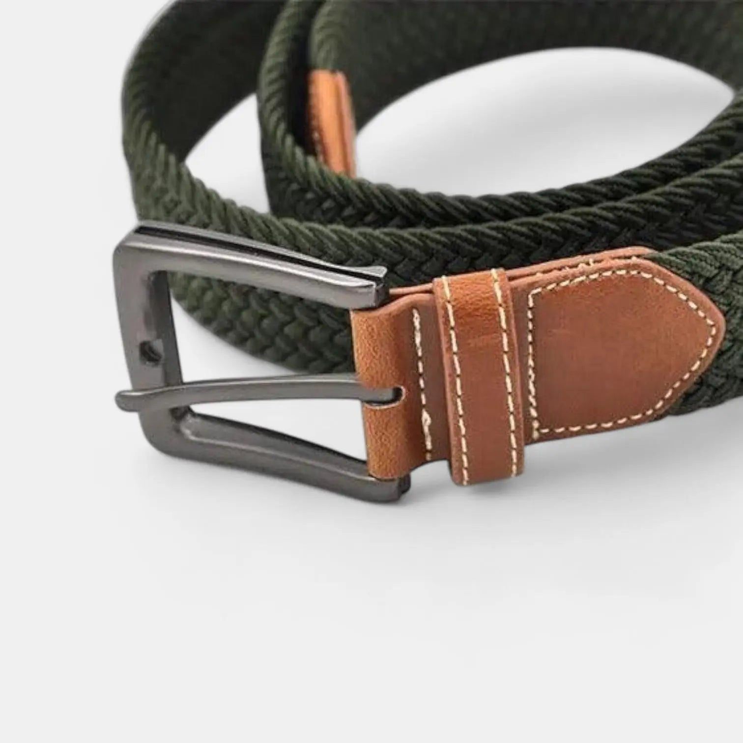 Ceinture Tressée Tissu Élastique Grande Taille Homme Kaki | Elkav La Maison de la Ceinture