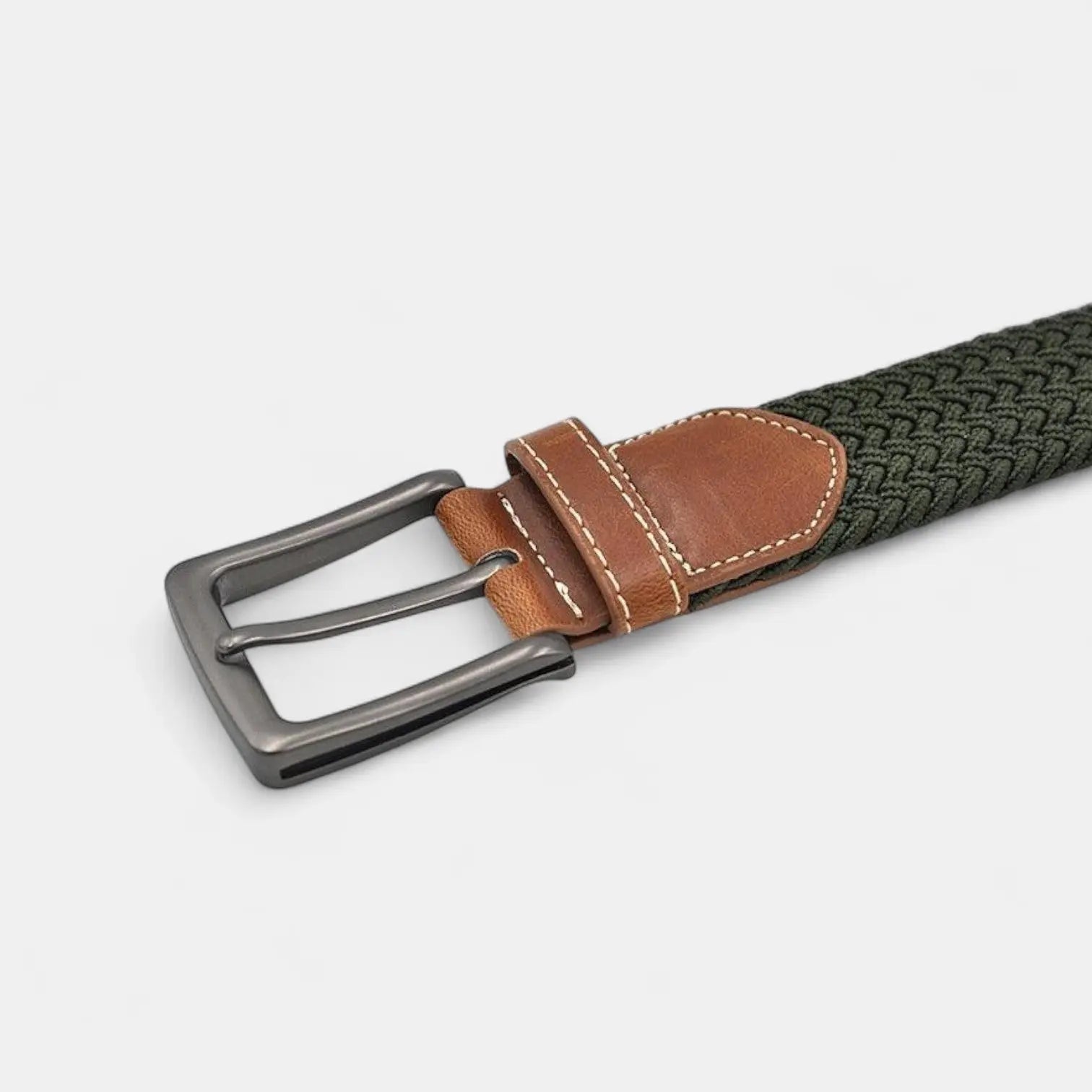 Ceinture Tressée Tissu Élastique Grande Taille Homme Kaki | Elkav La Maison de la Ceinture