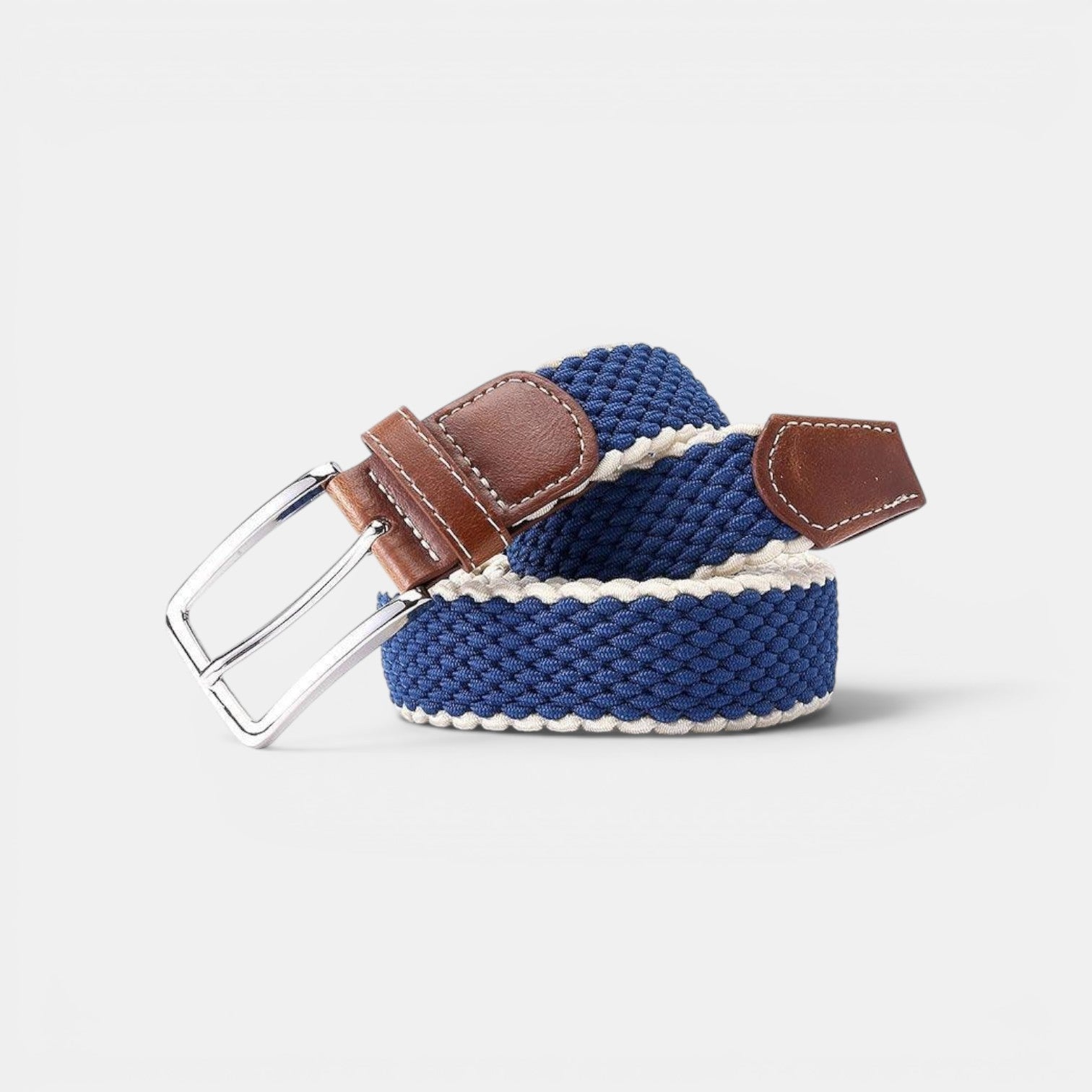 Ceinture Tressée Élastique Homme Boucle Ardillon Bleue | Norvek