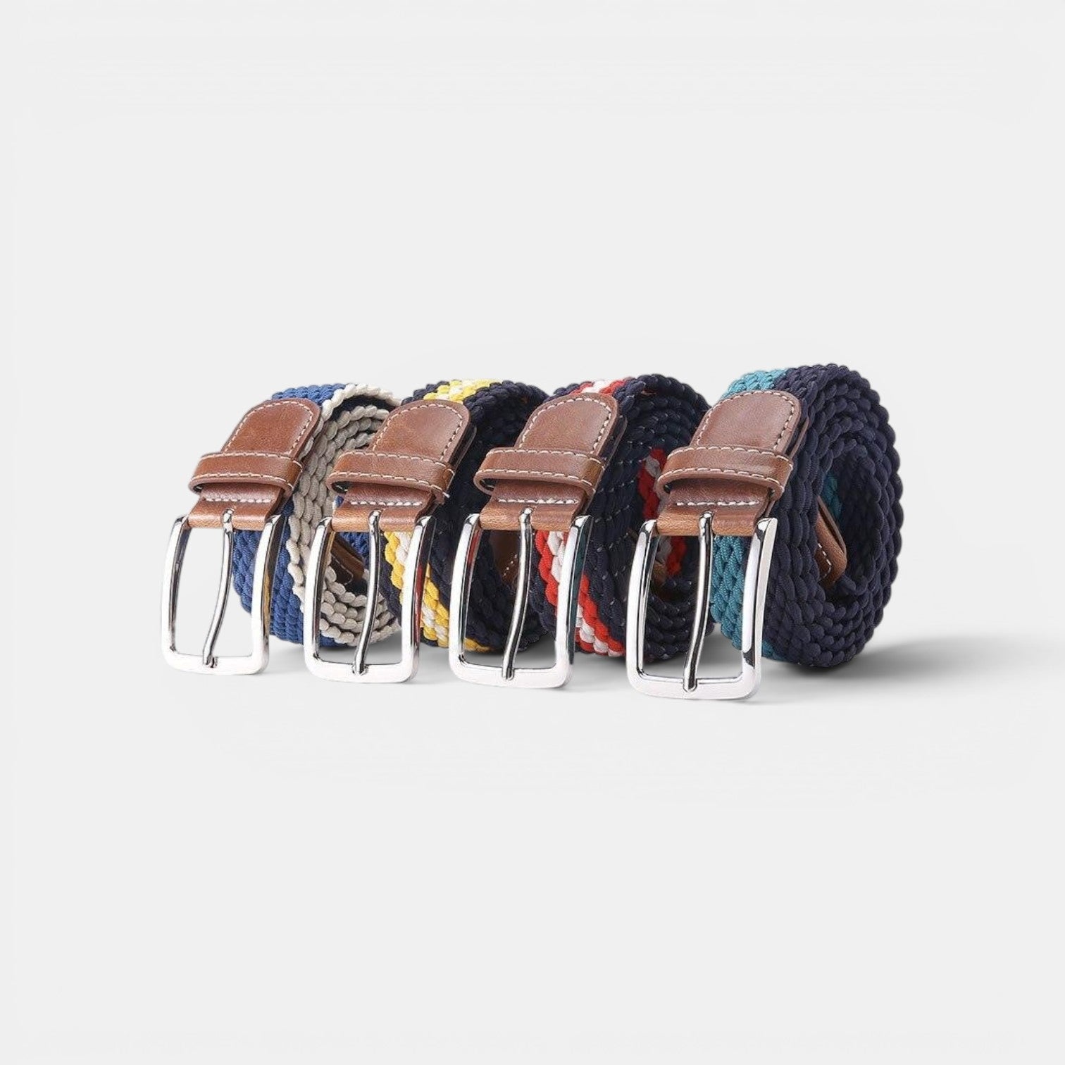 Ceinture Tressée Élastique Homme Boucle Ardillon Bleue | Norvek