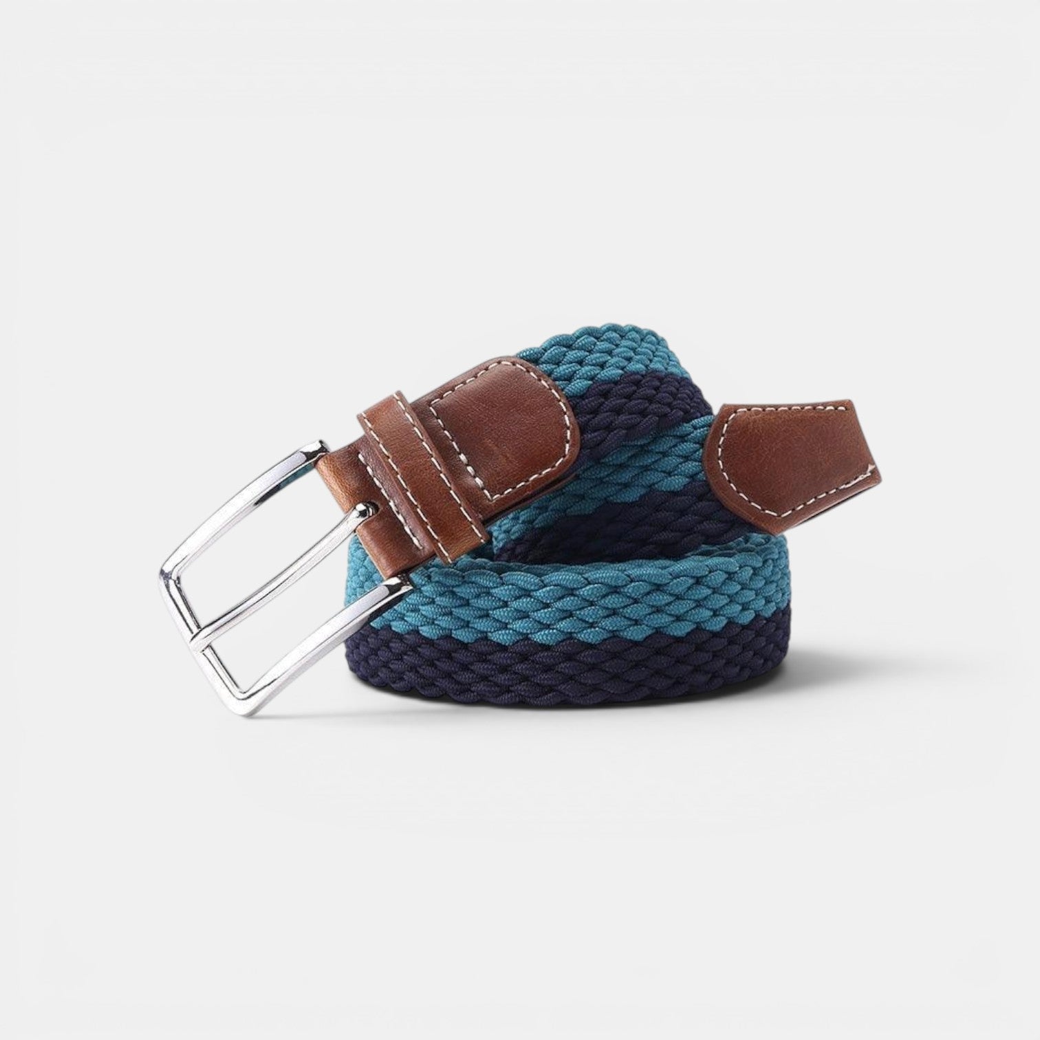 Ceinture Tressée Élastique Homme Boucle Ardillon Bleue | Norvek