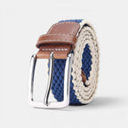 Ceinture Tressée Élastique Homme Boucle Ardillon Bleue | Norvek