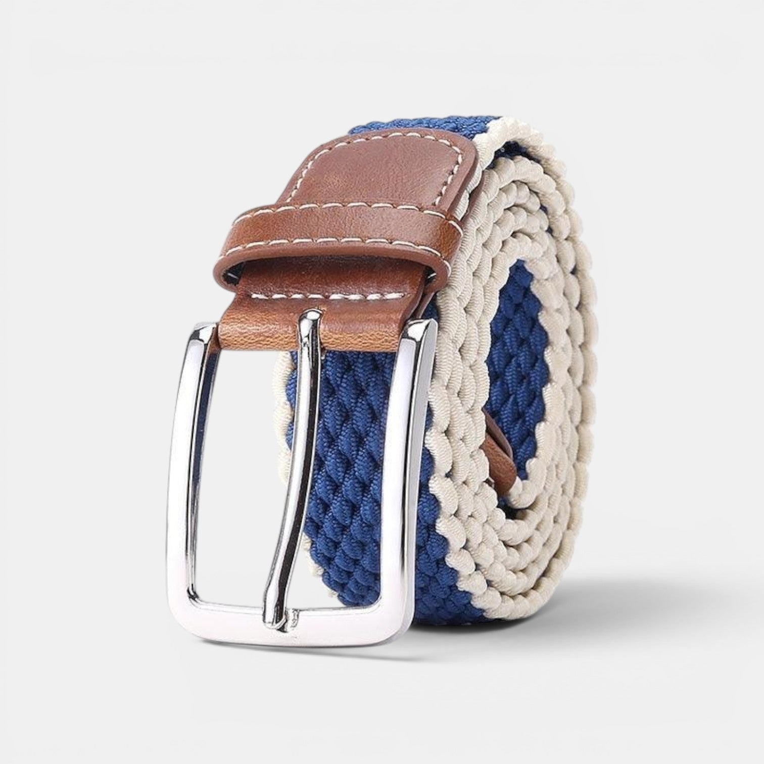 Ceinture Tressée Élastique Homme Boucle Ardillon Bleue | Norvek