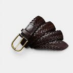 Ceinture Tressée Cuir 3 cm Boucle Arrondie Dorée Femme | Halvex La Maison de la Ceinture