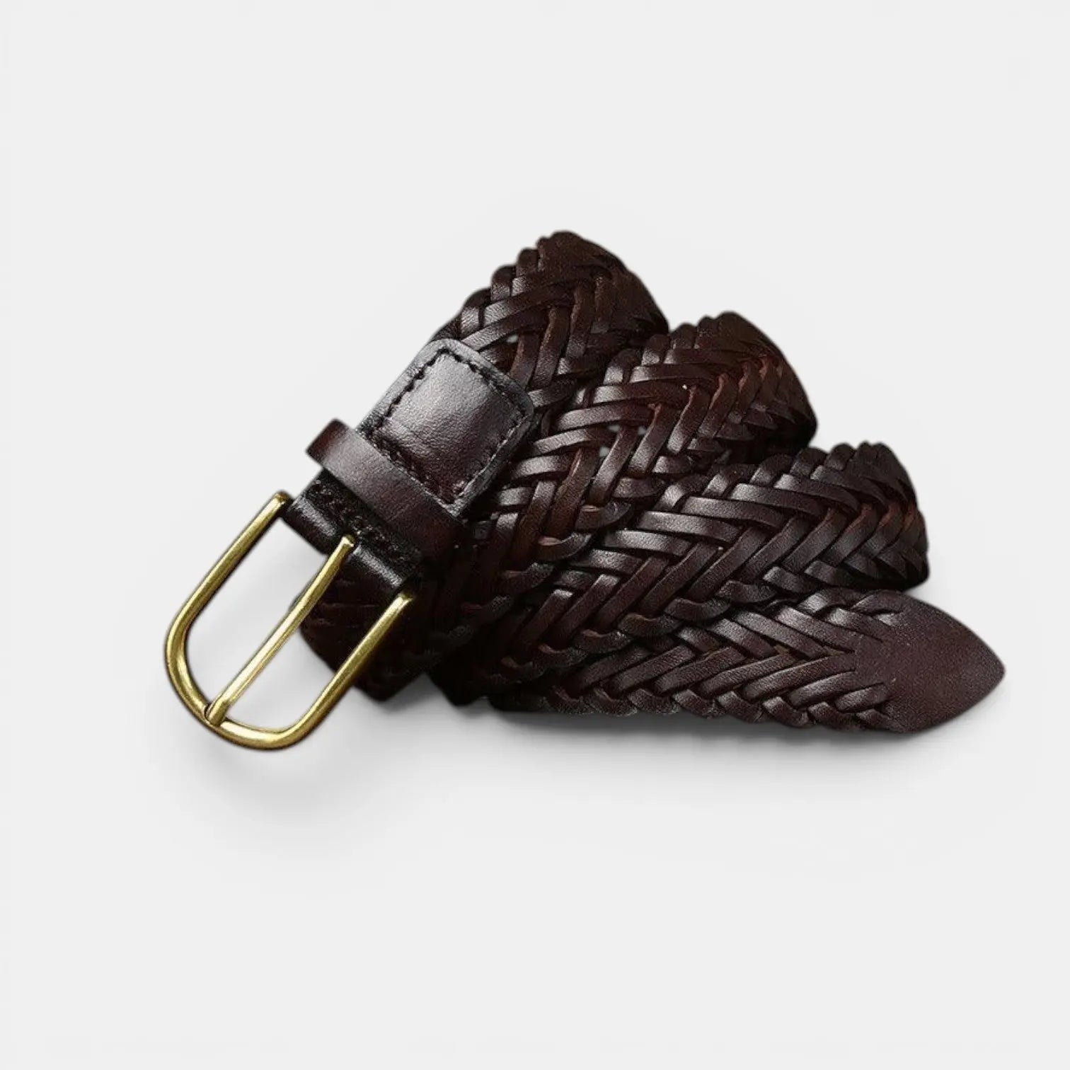 Ceinture Tressée Cuir 3 cm Boucle Arrondie Dorée Femme | Halvex La Maison de la Ceinture
