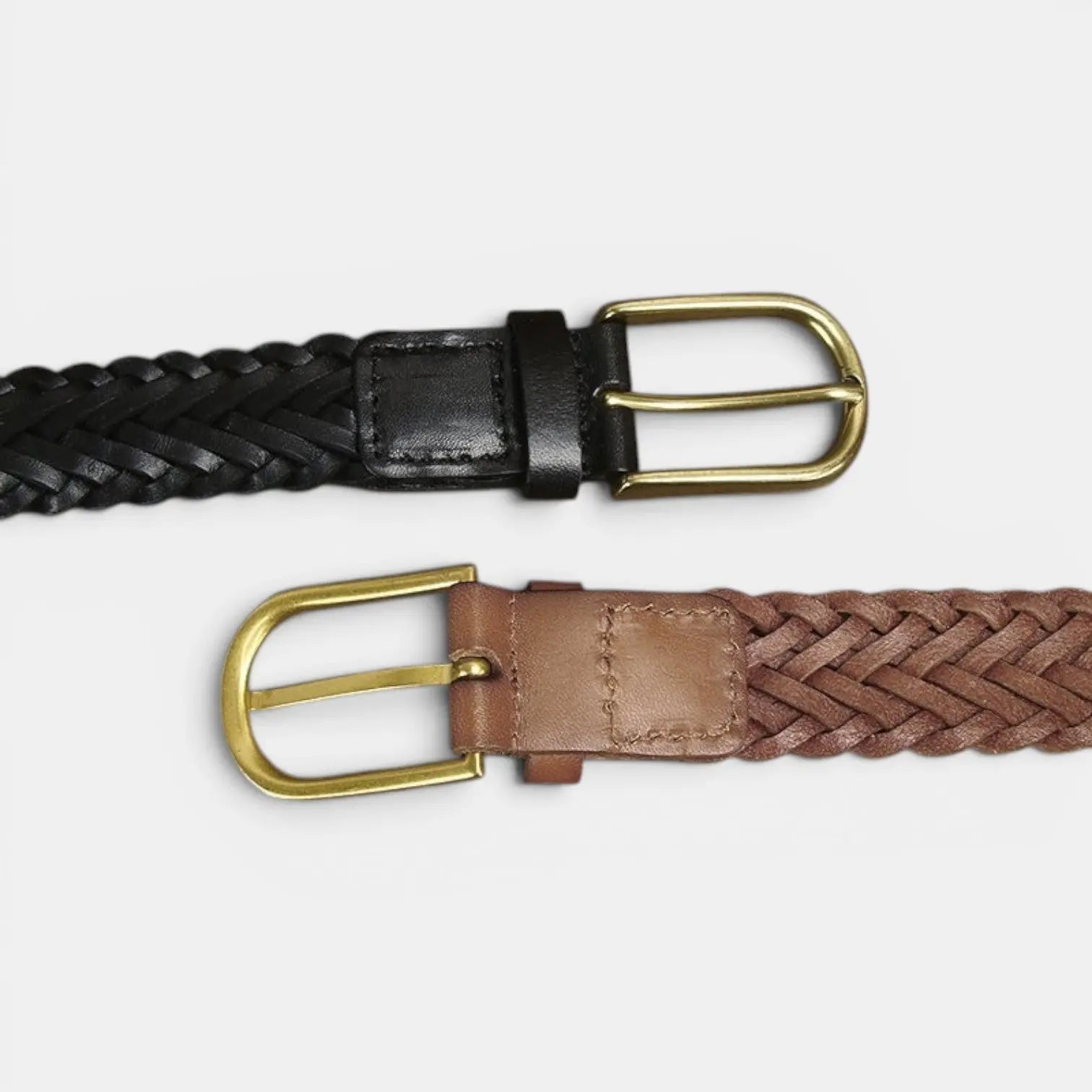 Ceinture Tressée Cuir 3 cm Boucle Arrondie Dorée Femme | Halvex La Maison de la Ceinture